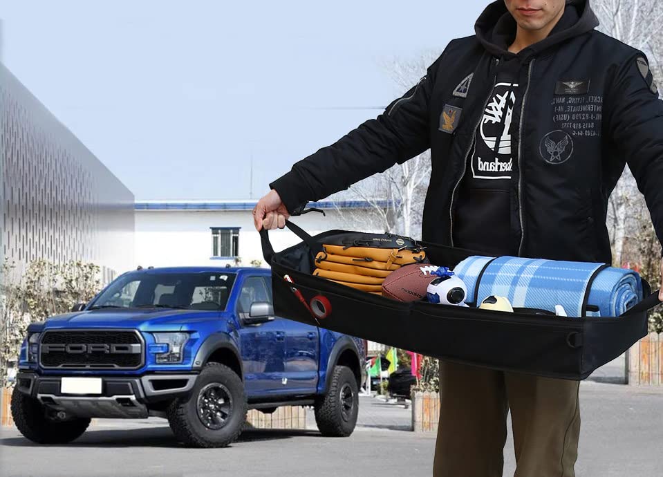 GEEDAR Under Seat Storage Tool Box Organizer for Ford F150/F250/F350, Nylon, Black, 3 Compartment Design