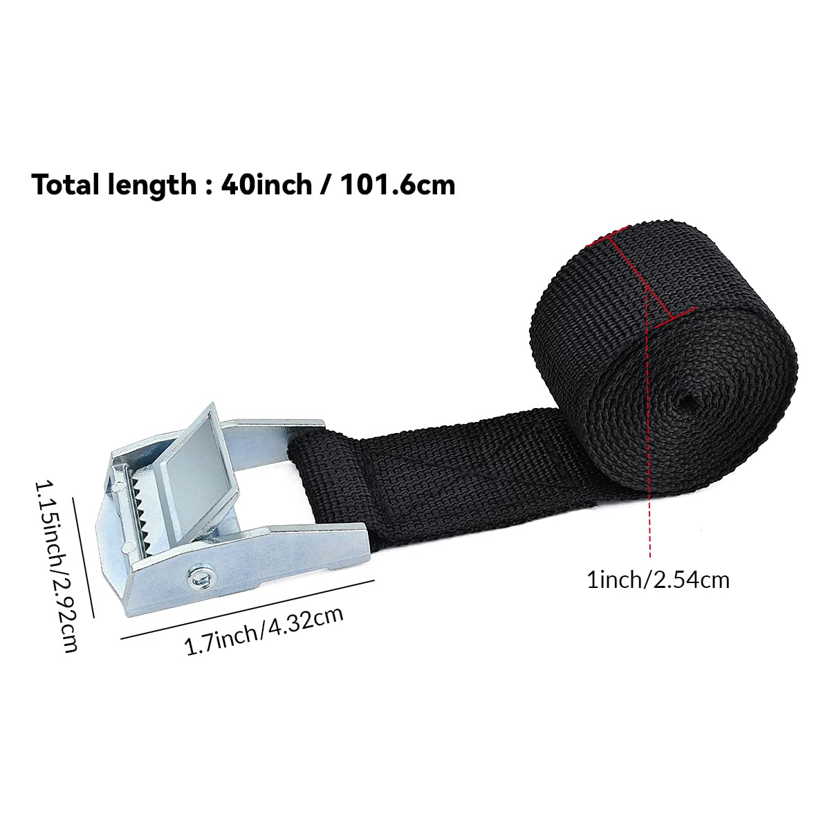 2Pcs Lashing Straps With Buckles Adjustable, Up To 600Lbs,Tie Down Straps For Motorcycle, Cargo, Trucks,Trailer,Luggage (1' X 3.3')