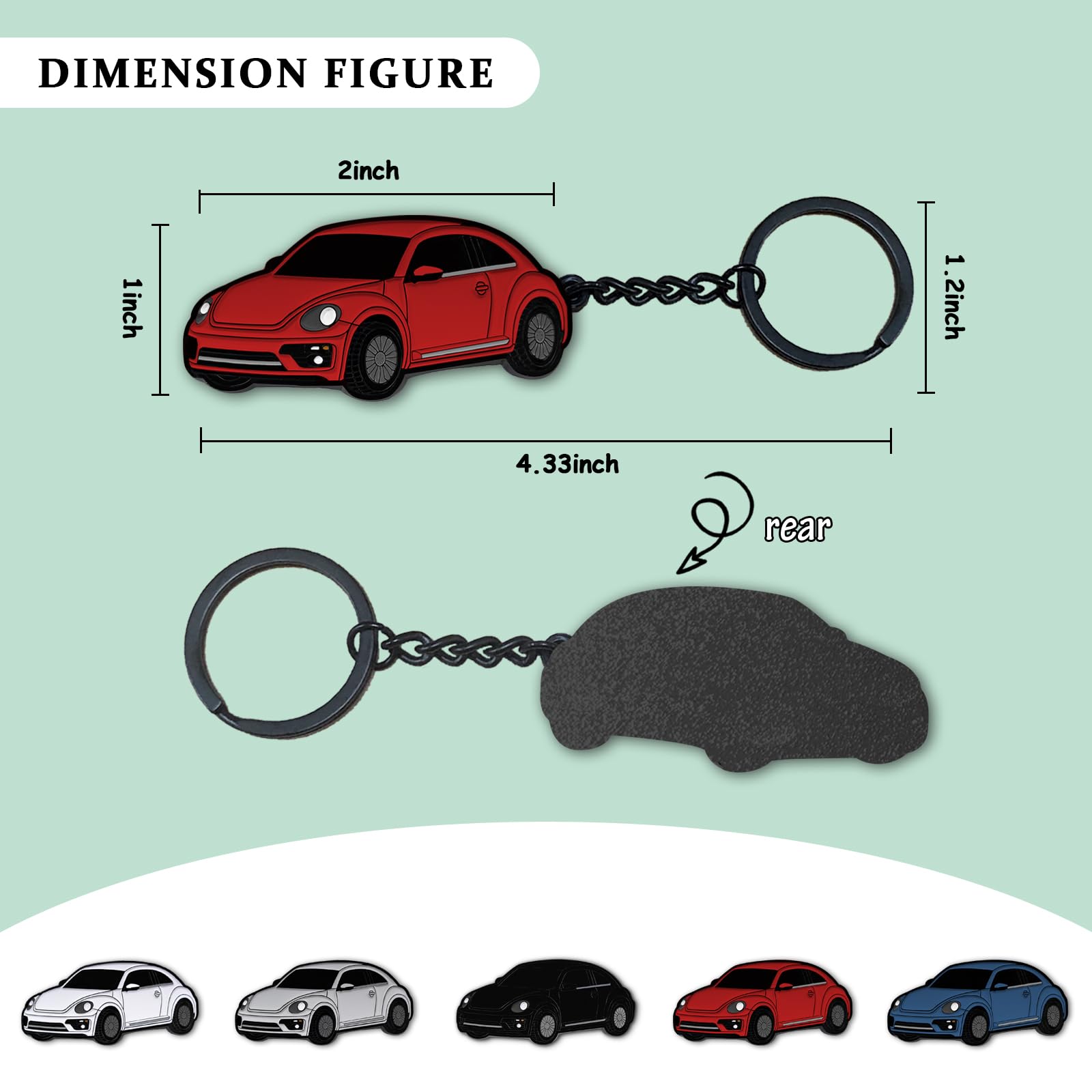 Glahorse For Volkswagen New Beetle Keychain，For Volkswagen New Beetle Accessories 2005-2022，Metal Keychain (Red)