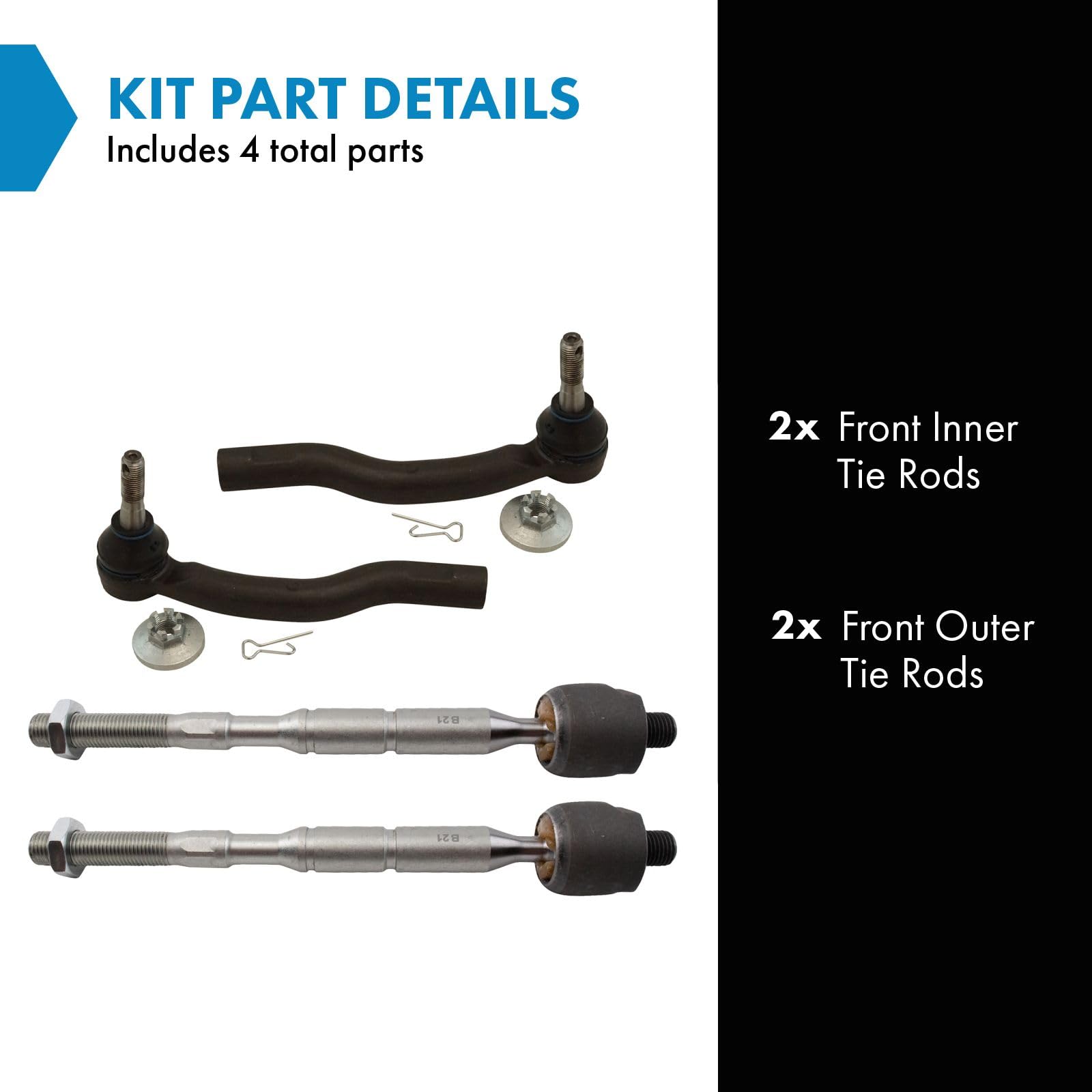 Trq Tie Rod Set Compatible With 2011-2017 Lexus Ct200H 2010-2015 Toyota Prius 2012-2015 Prius Plug-In