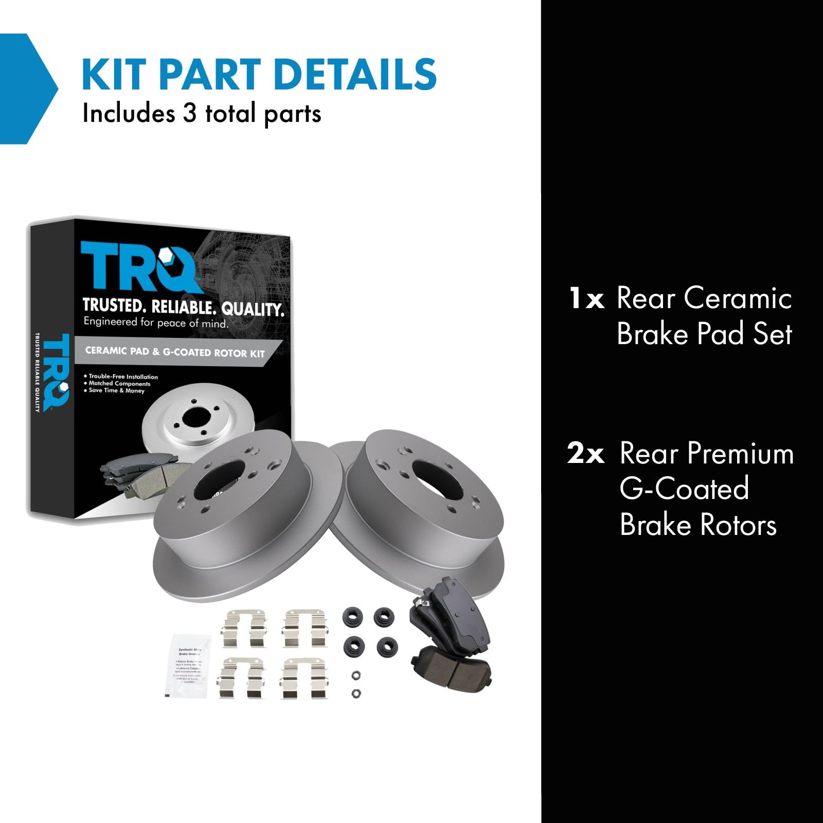 Trq Rear Brake Pad & Rotor Kit Brake Pads Brake Rotor Ceramic Premium G-Coated Compatible With 2010-2015 Hyundai Tucson 2011-201