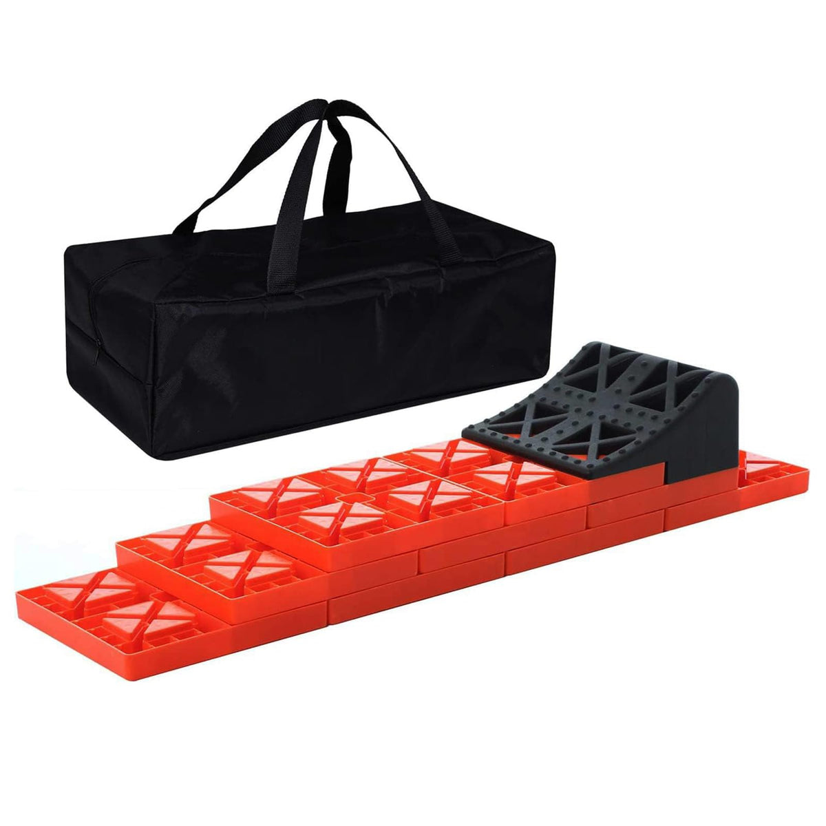 Homeon Wheels Rv Leveling Blocks, One Top Tire Wheel Chock And 9 Pack Interlocking Leveling Blocks With Carrying Bag, Heavy Duty