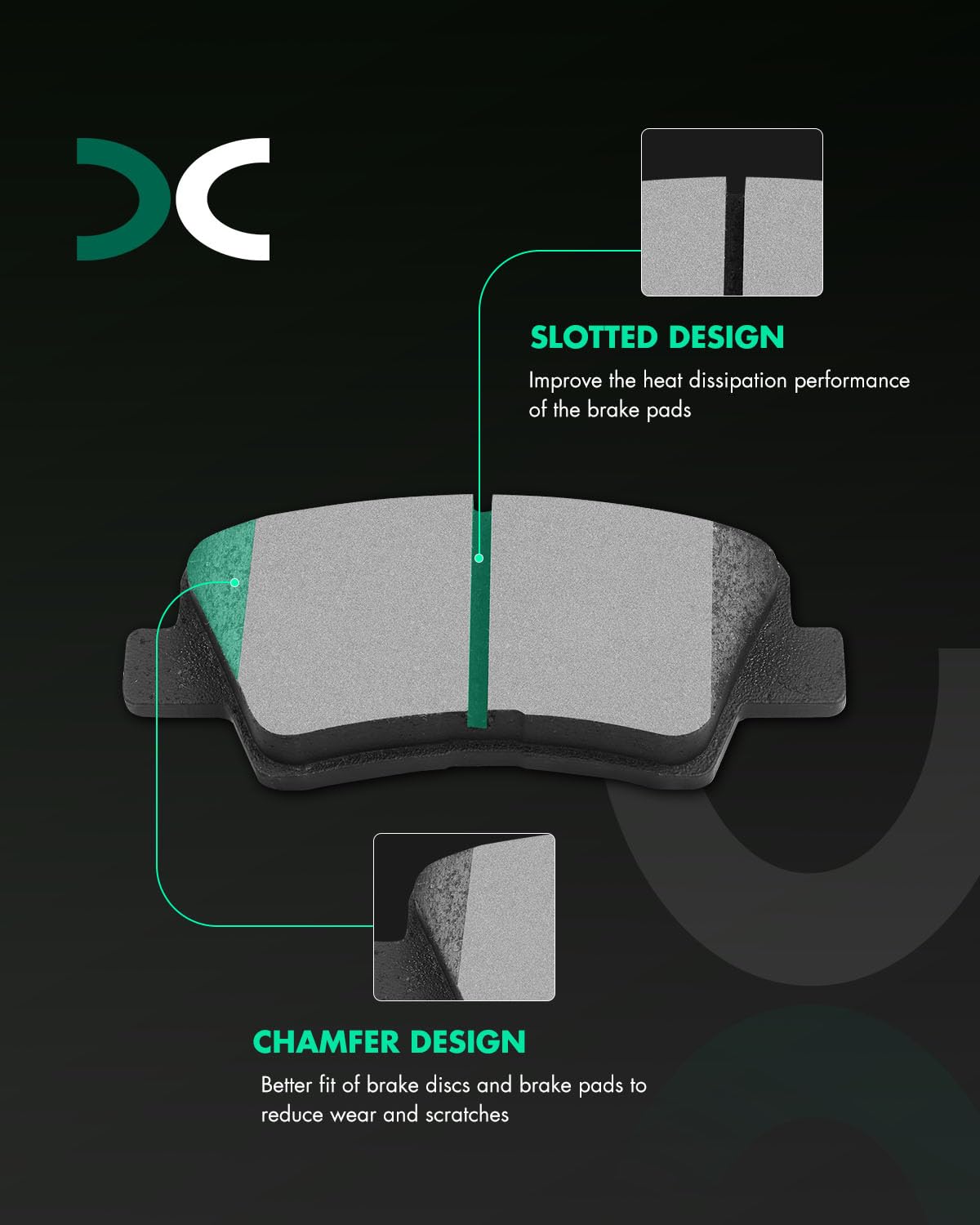 Scitoo Rear Disc Brake Pad Set 4Pcs W/Hardware Fit For Hyundai 2011 2012 2013 2014 2015 2016 2017,For Kia 2012 2013 2014 2015 20