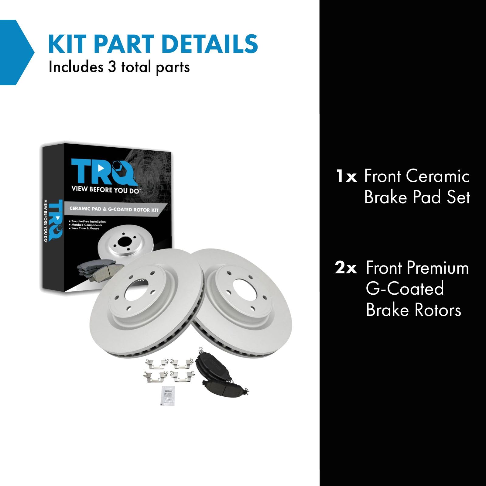 Trq Front Brake Pad & Rotor Kit Brake Pads Brake Rotor Ceramic Vented Premium G-Coated Compatible With 2013 Infiniti Jx35 2014-2