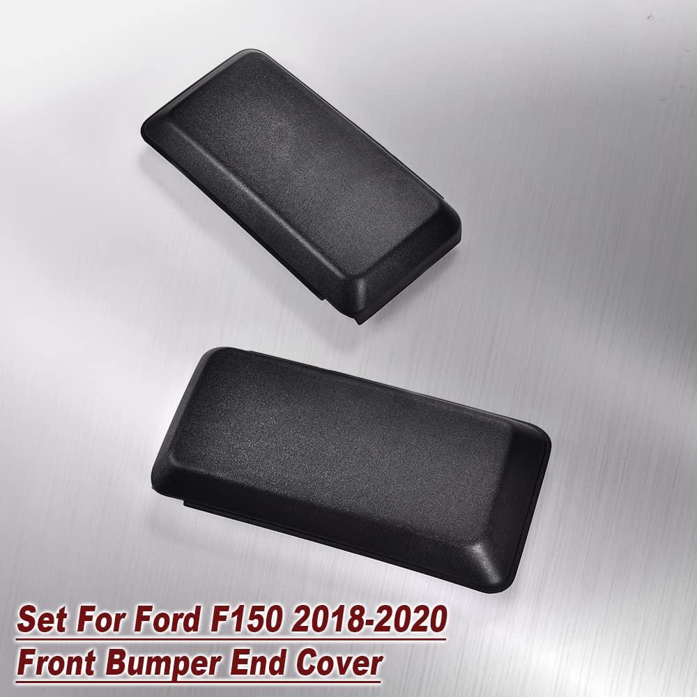 PIT66 Front Bumper End Cover, Compatible with Ford F150 2018-2021 Bumper Guards Inserts Pads End Caps Cover Set Black