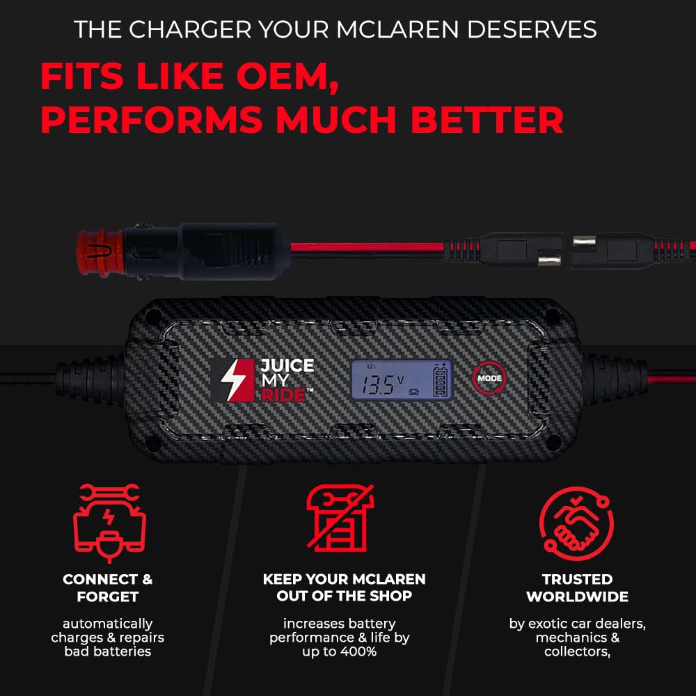Jmr Lithium Battery Charger For Mclaren 720S 750S Artura 570S 675Lt 12C 600Lt 765Lt Gts 650S 620R All Models Trickle Charger Conditioner Maintainer