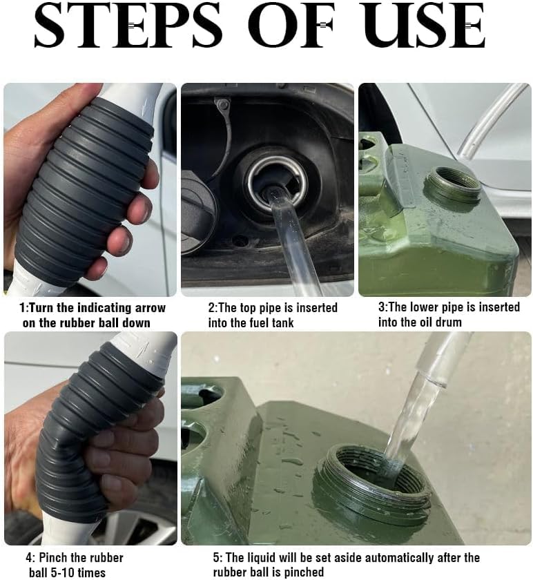 Upgraded Siphon Pump, 2025 New Multifunction Liquid Sucker Pump, Portable Manual Hand Fuel Transfer Pump for Gasoline Gas Oil Fu