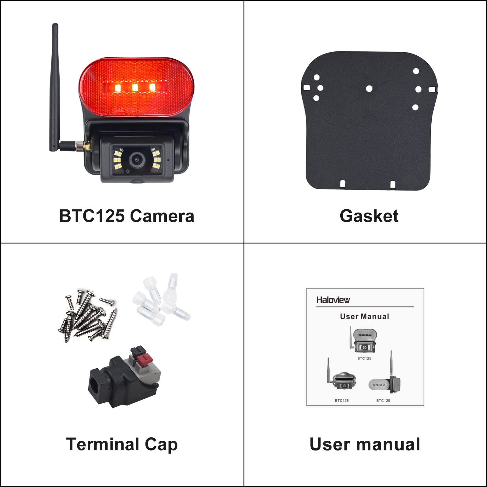 Haloview BTC125 Wireless RV Rearview Camera - FHD 1080P, Marker Light, Compatible with BT7/BT6, Black or Gray