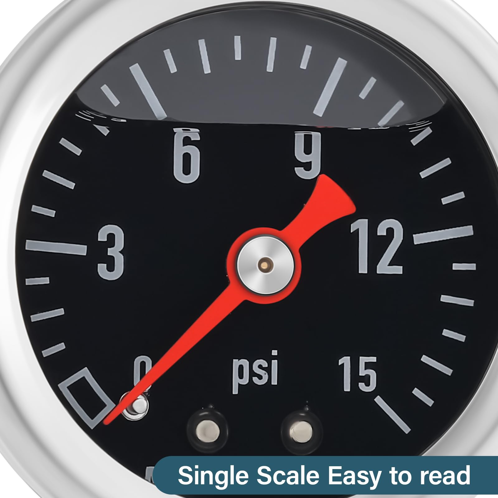 Measureman 0-15 Psi Glycerin Filled Fuel Pressure Gauge, 1.5    Dial, 304 Stainless Steel Case, 1/8    Npt Lower Mount, With 3/8