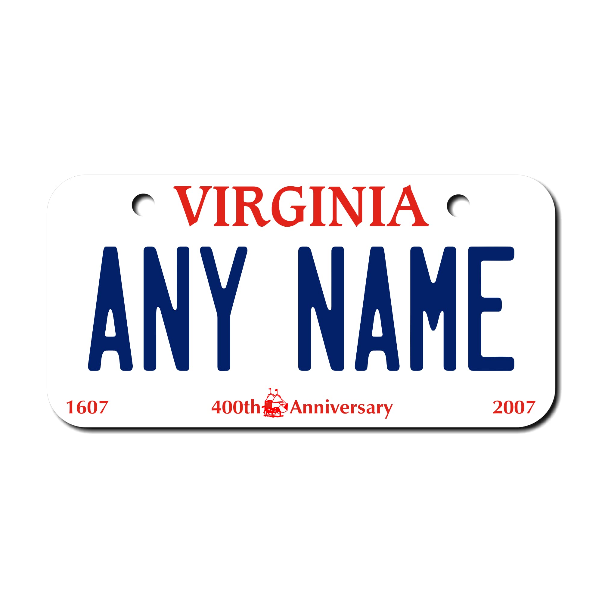 Teamlogo Personalized Virginia License Plate - Sizes For Kid 'S Bikes, Cars, Trucks, Cart, Key Rings Version 1 (3 X 6 Aluminum L