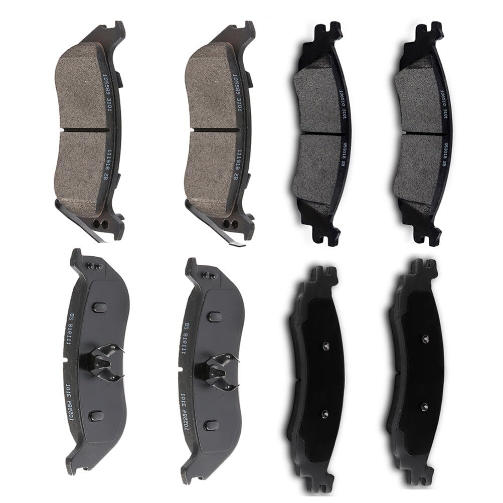 Automuto 8Pcs Front & Rear Semi-Metallic Disc Brake Pads Set D1109 D1158 For Ford For Explorer 2006-2010, For Ford For Explorer