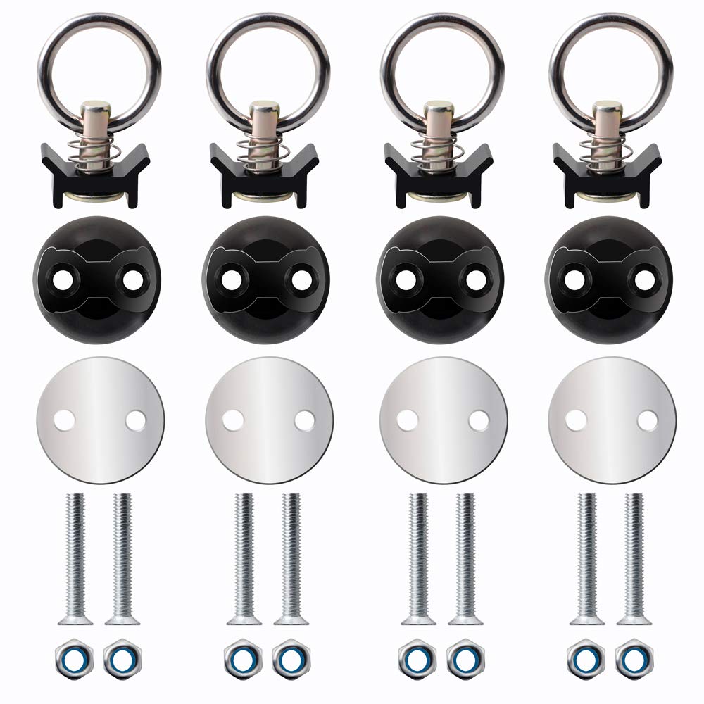 HERCOO Round Tie Down Anchor Point Kit Bolt on Track Fitting with Quick Release Compatible with Pickup Truck Motorcycles Snowmob