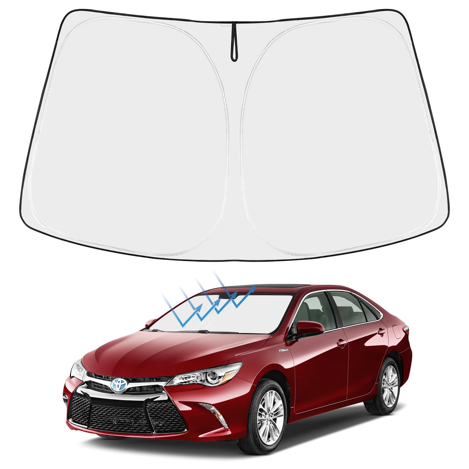 Proadsy 2025 Upgrade Windshield Sun Shade Custom Fit 2013-2017 Camry 4-Layer Foldable Front Sunshade Protector Sun Visor Blocks