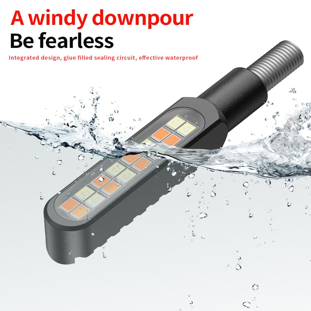 Blyilyb Waterproof Motorcycle Blinkers Indicator Turn Signal Amber Flowing Sequential Universal Lamp (Pack Of 2)