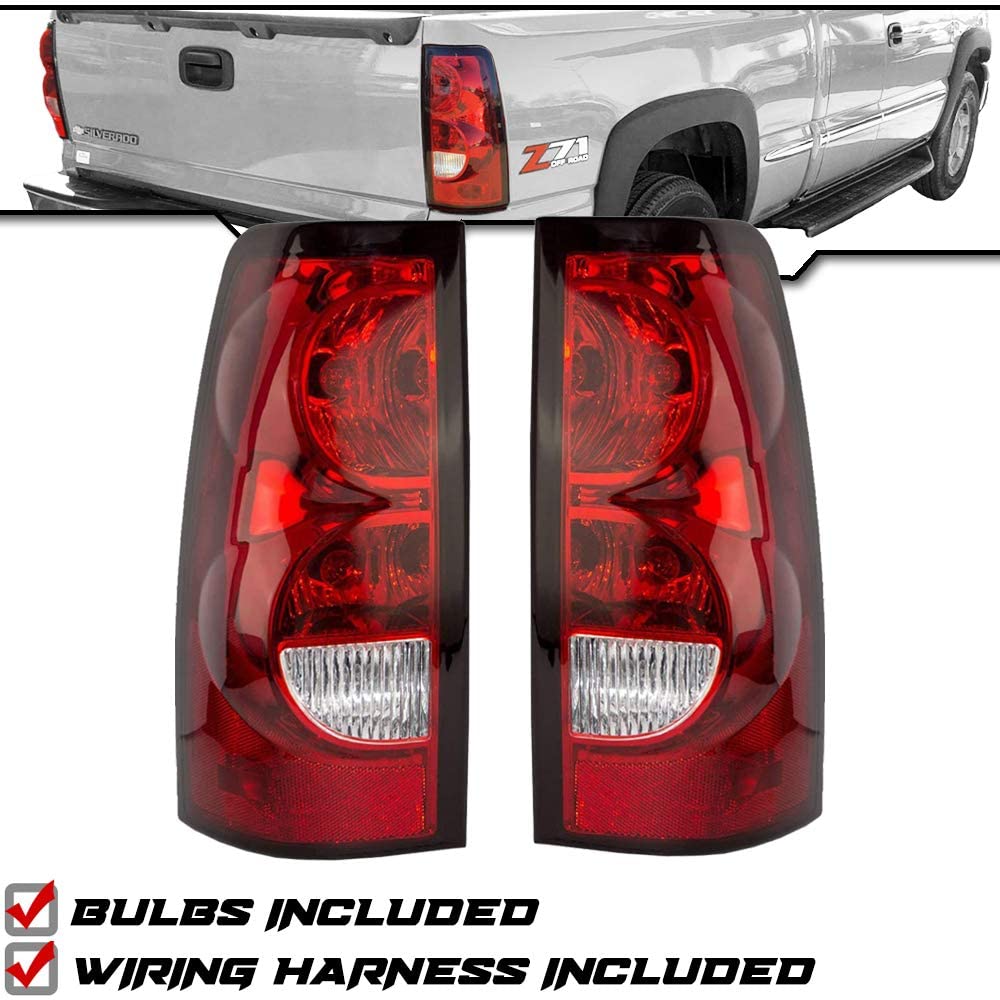 Epic Lighting Oe Style Halogen Tail Lights W/Bulbs & Harness Assembly Replacement For Chevrolet 04-07 Silverado 1500 [ Gm2800174 Gm2801174 15273473 15273472 ] Pair