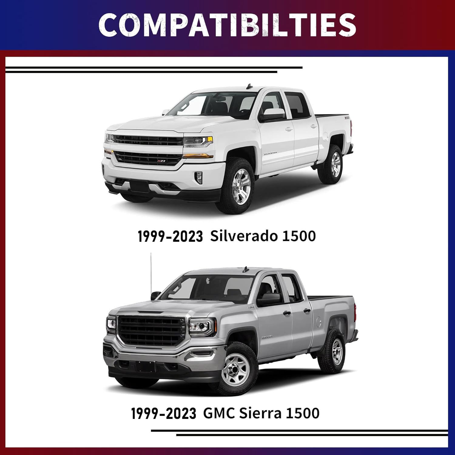 Flycle 2 Inch Rear Lift Blocks For Chevy Silverado 1500 Sierra 1500, 2'' Rear Leveling Kit Extended Square U-Bolts Compatible Wi