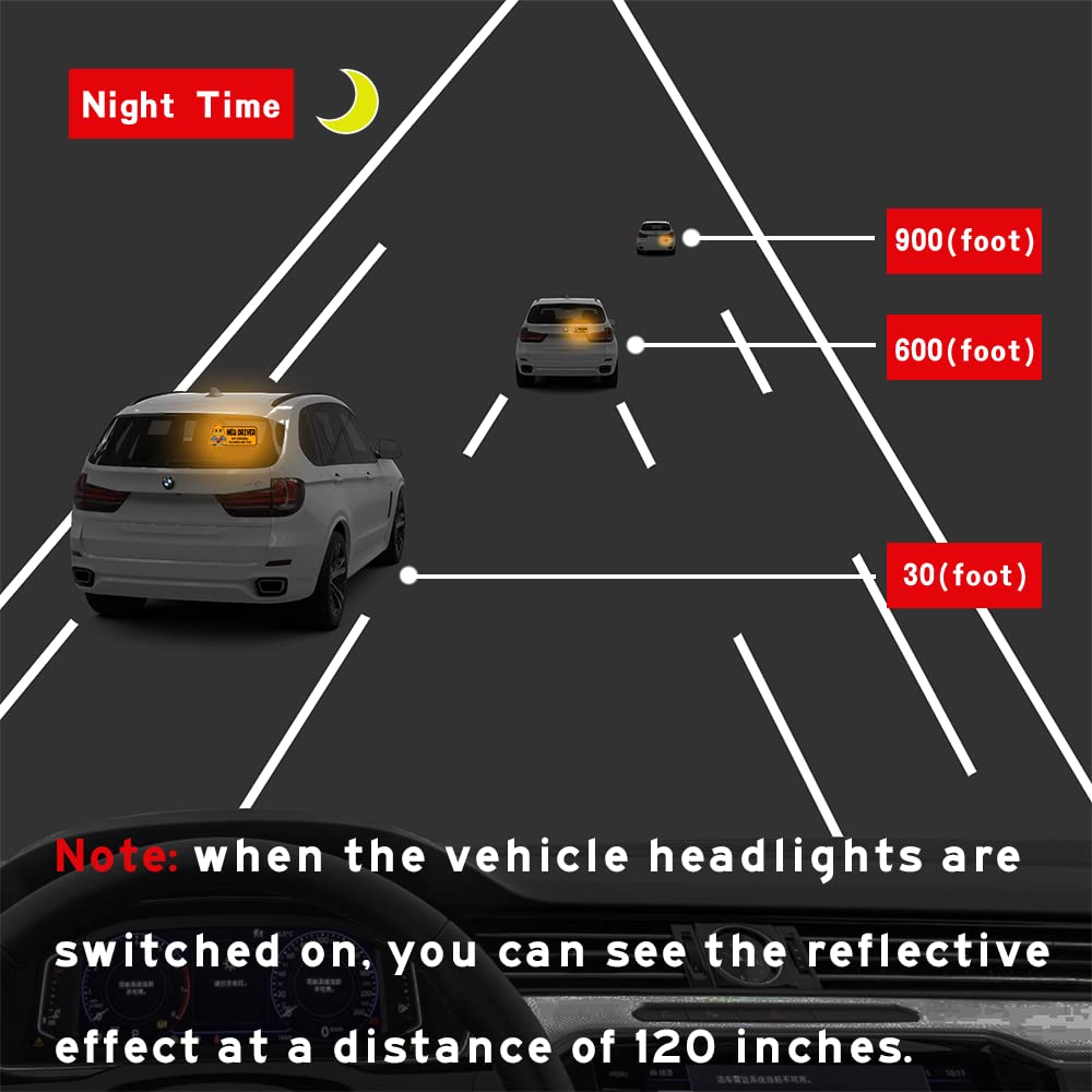 Biinfu Reflective New Driver Sticker, Student Decal For Car, Vehicle Keep Distance Sign Bumper Funny Duck Sticker-Orange