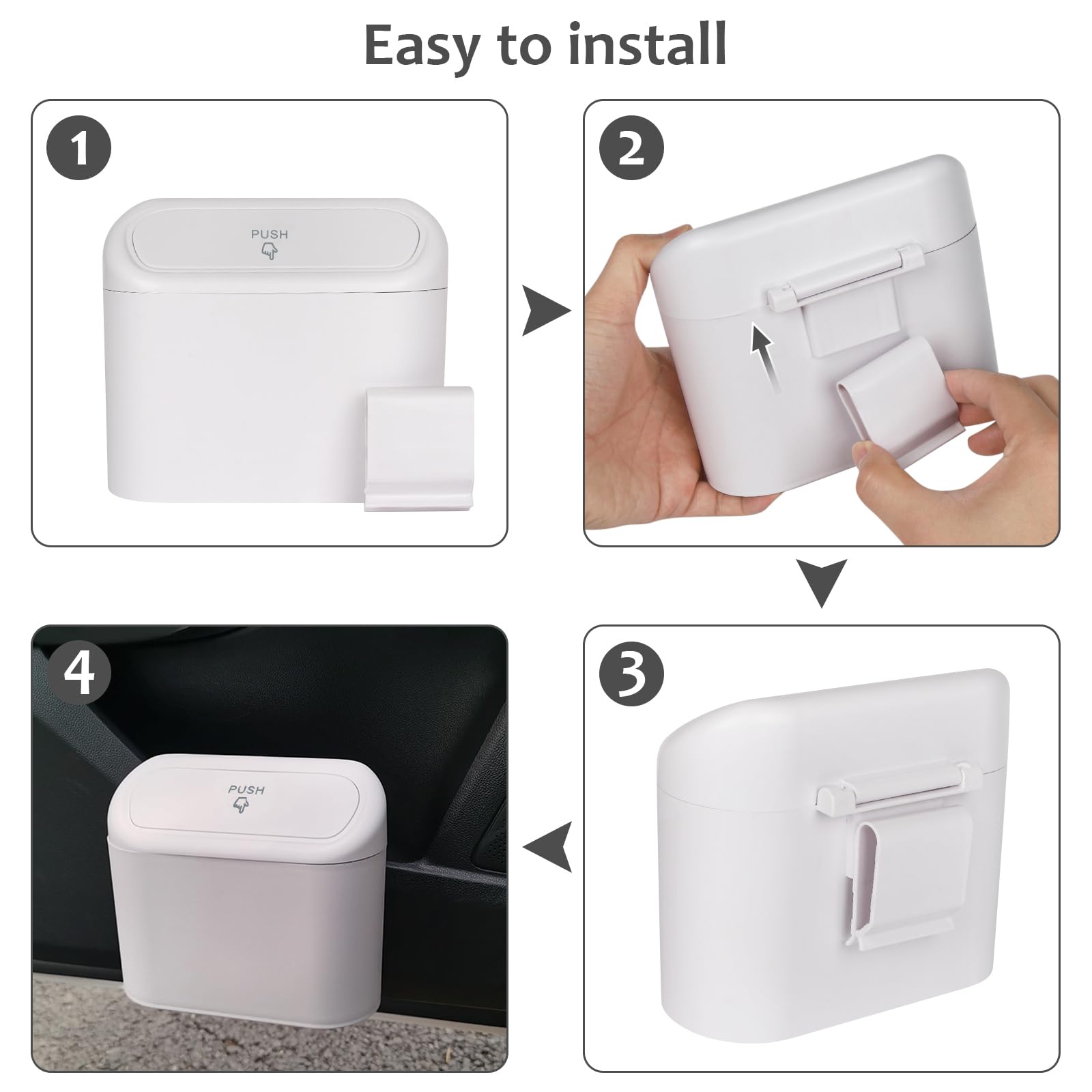 Accmor Car Trash Can With Lid, Mini Vehicle Trash Bin Car Dustbin Garbage Organizer Holder With 2 Roll Trash Bag, 2 Pack Portable Hanging Leakproof Cars Storage Bag Container For Auto, Suv, Office