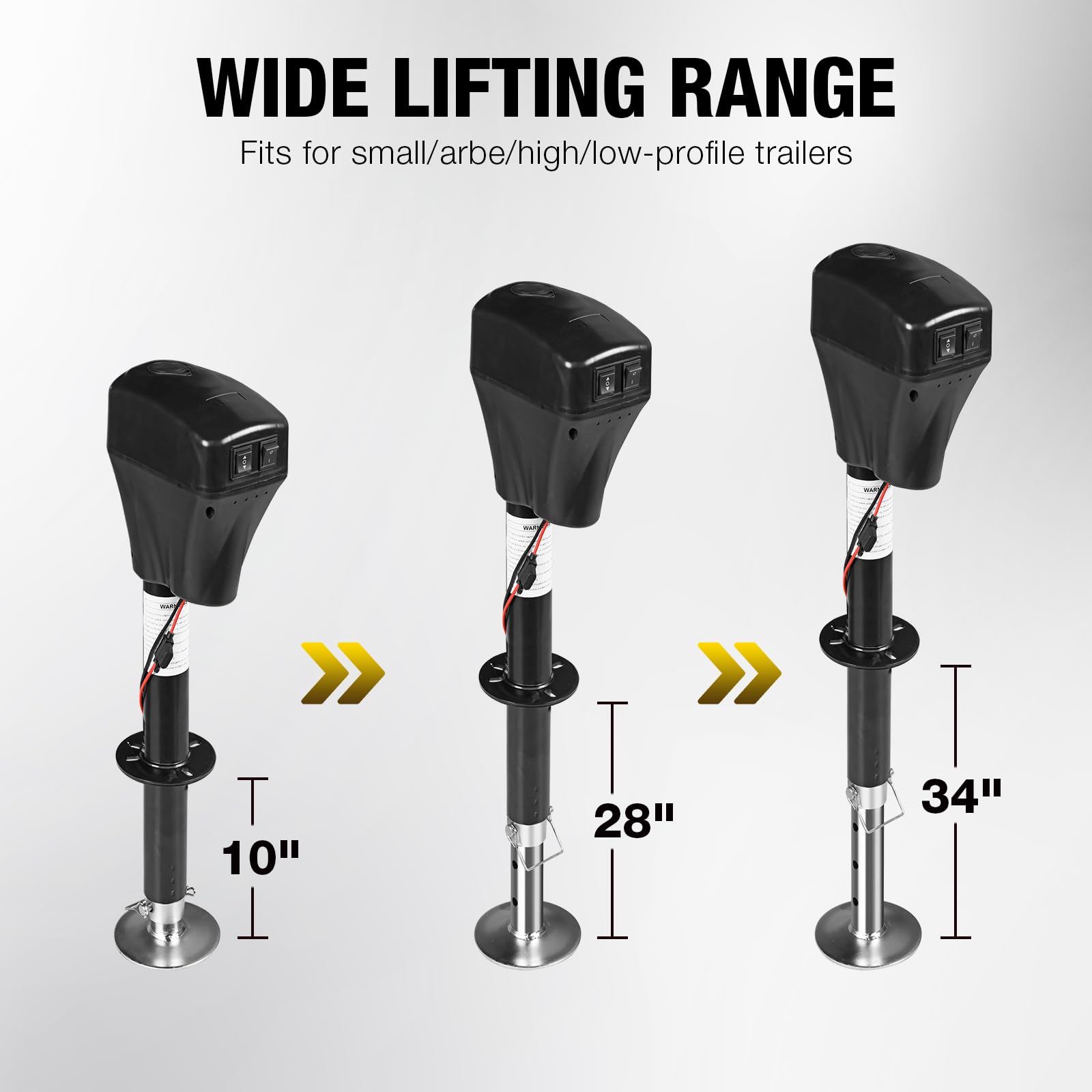 YELLOW JACKET Electric Trailer Jack, 5000lbs Power Tongue Jack 9''-32.5'' with Waterproof Protective Cover & LED Light for Lifti