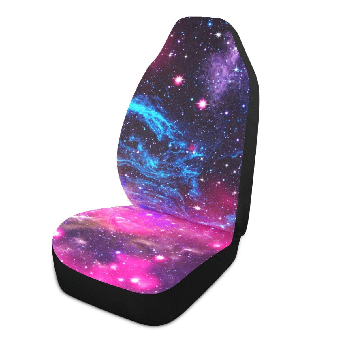 LONSANT Galaxy Car Seat Covers Set of 2,Deep Space Abstract Natural Universe Blue Purple Galaxy Stars Universal Auto Front Seat