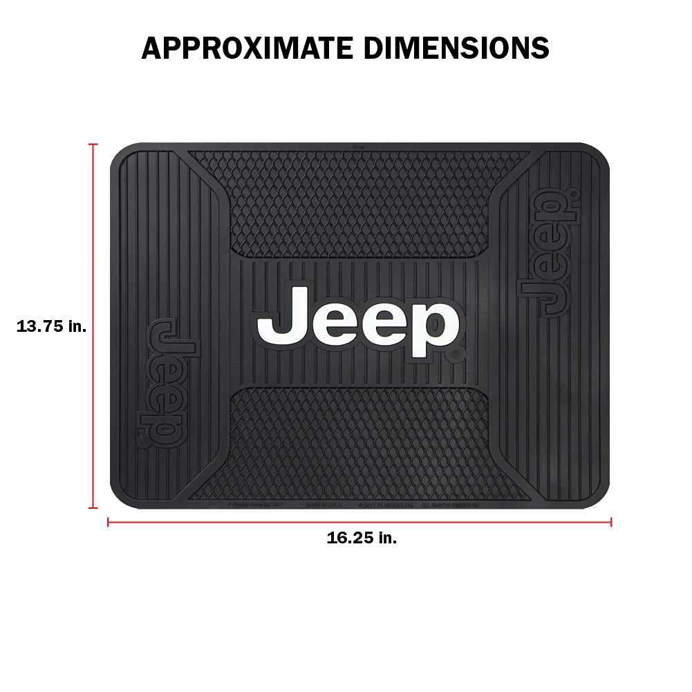 Plasticolor 001222R01 Jeep Elite Style Rear Seat Floor Utility Mat For Car Truck Or Suv, 16.75 L X 13.75 W , Black