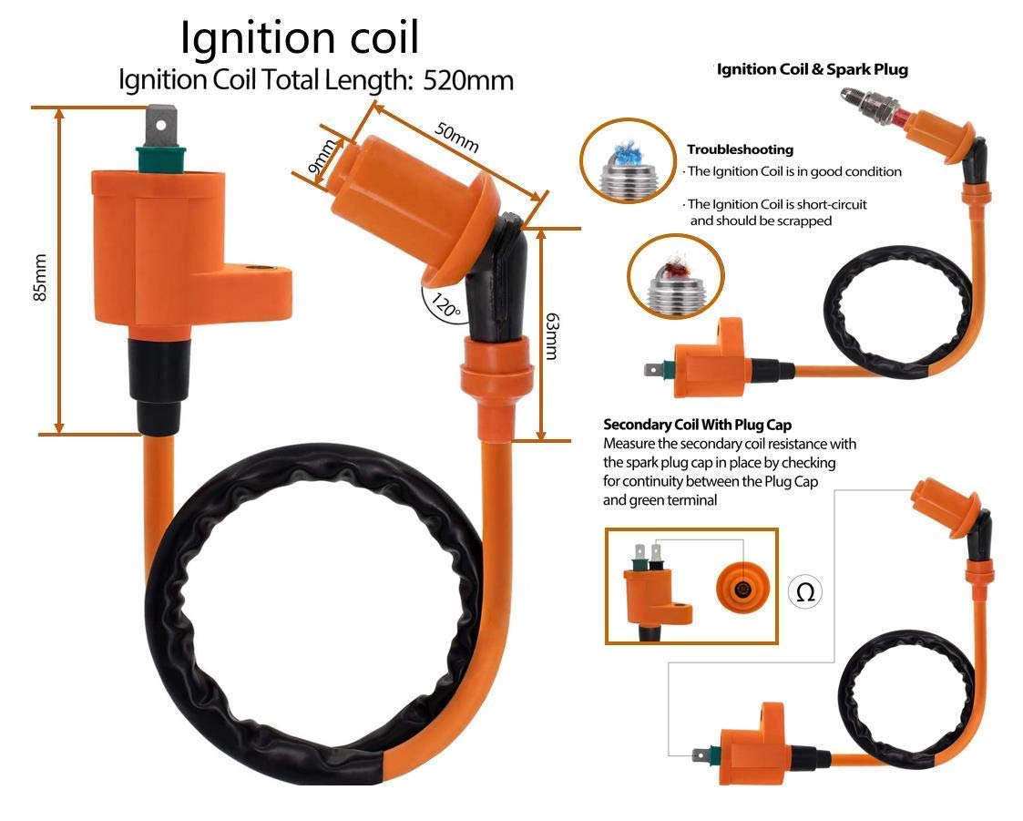 High Performance Racing 6 Pin Ac Cdi Ignition Coil Spark Plug A7Tc For Gy6 50Cc 125Cc 150Cc 4 Stroke Engines Scooter Atv Go Kart Moped Quad Pit Dirt Bike Cart