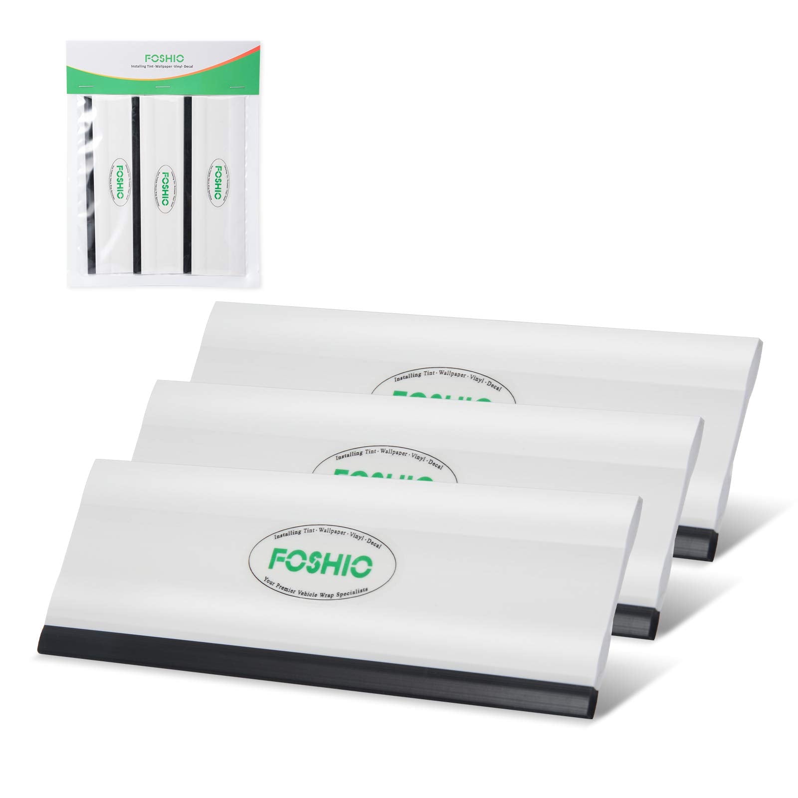 Foshio 6 Inch Rubber Squeegee For Kitchens, Glass, Shower And Car Windows, Pack Of 3 (White)