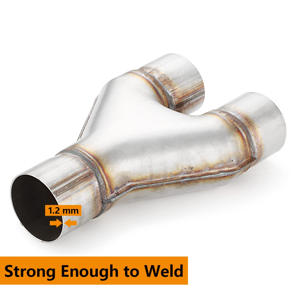 Exhaust Y Pipe 2.5'' Inlet, A-Karck Stainless Steel 2.5'' Outlet 10'' Long Y Pipe Withstands High Temperatures