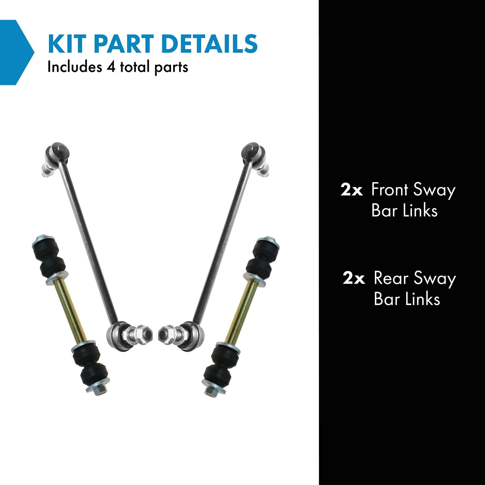 Trq Sway Bar Stabilizer Link Set Front & Rear Compatible With 00-04 Frontier