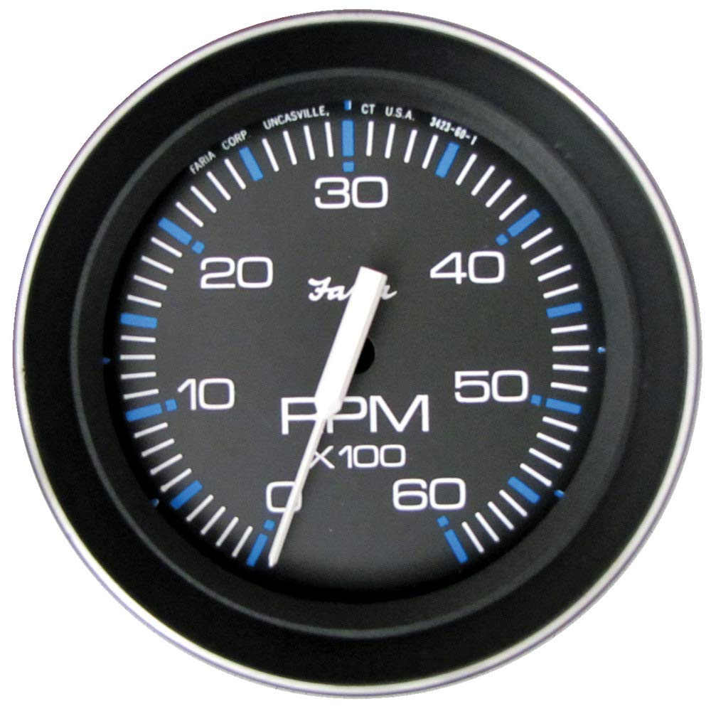 Faria 33004 Coral Tachometer (6000 RPM) Gas - 4', Black