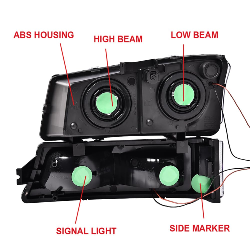 Pit66 Led Headlight Assembly Compatible With Chevy Silverado 2003-2006 Avalanche 1500 2500 03-06(Fit No Cladding Only) Clear Len