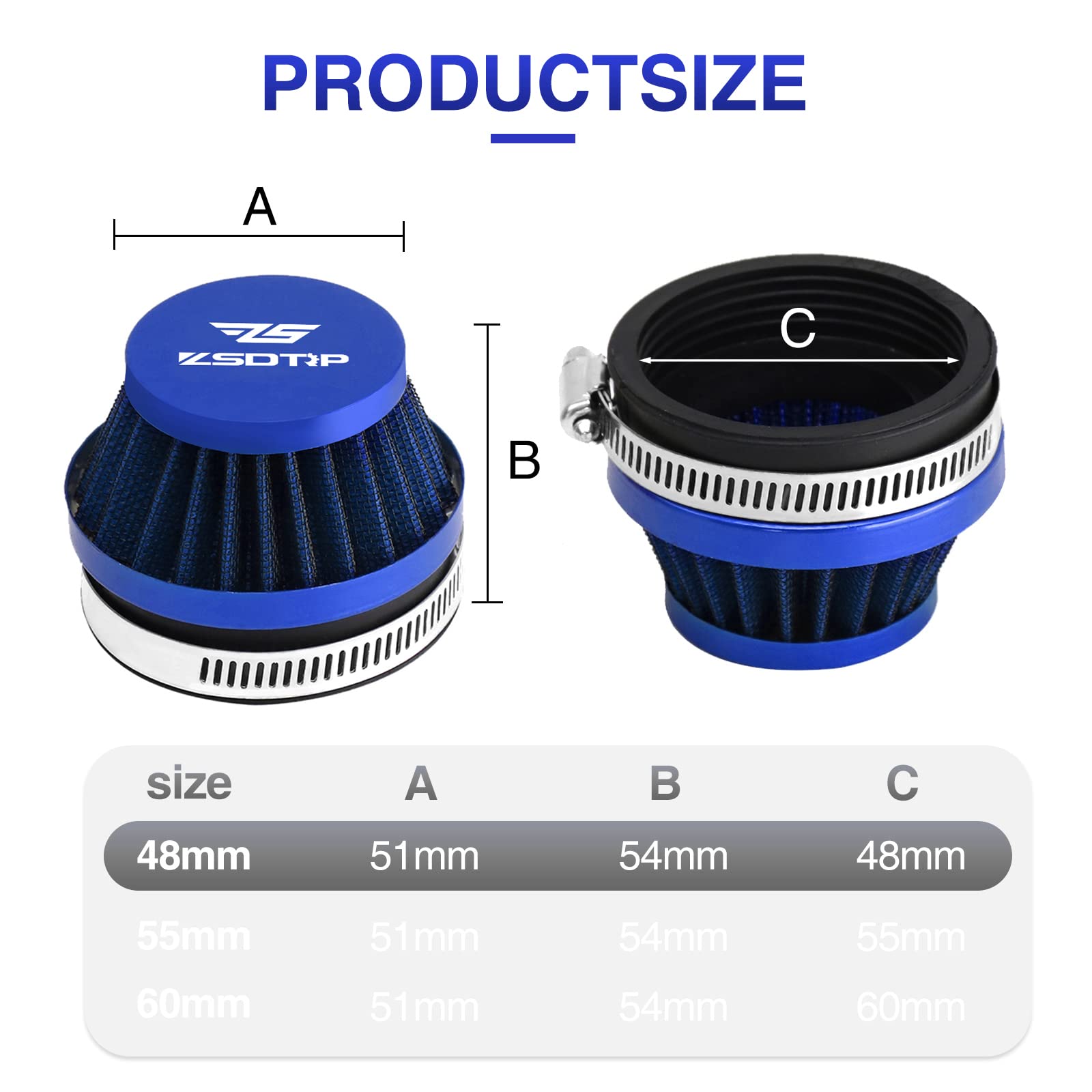 2Pcs Motorcycle 48Mm Air Intake Filter Universal Carburetor Air Filter Cleaner For Dirt Pit Atv Ssr Ttr Bike Breather Filter Fit