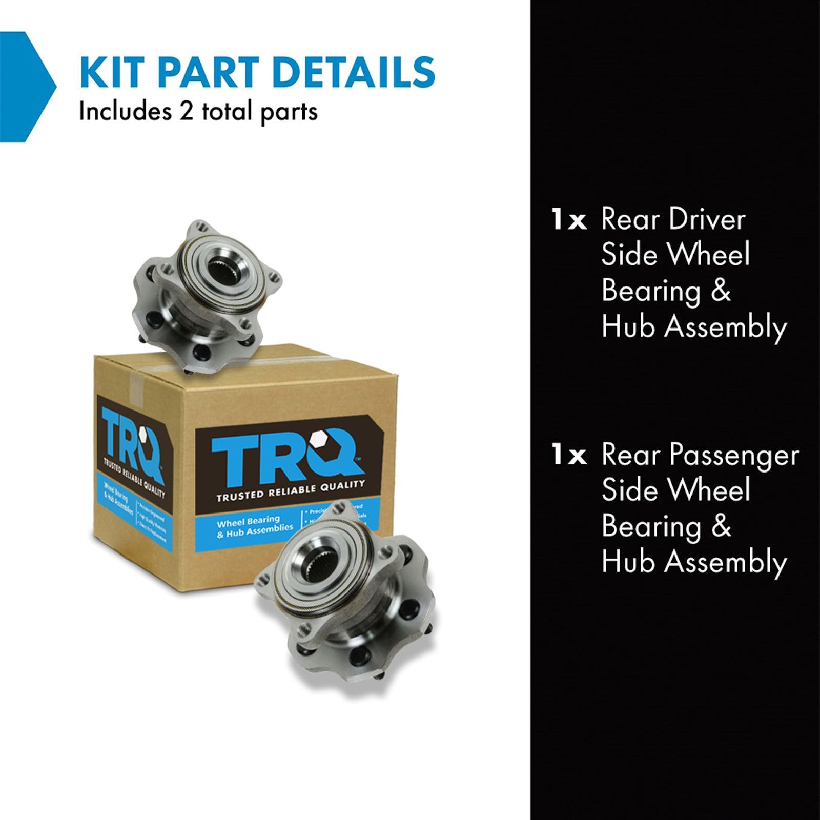 Trq Rear Wheel Hub Bearings Assembly Set Compatible With 2005-2008 Nissan Armada 2005-2012 Pathfinder