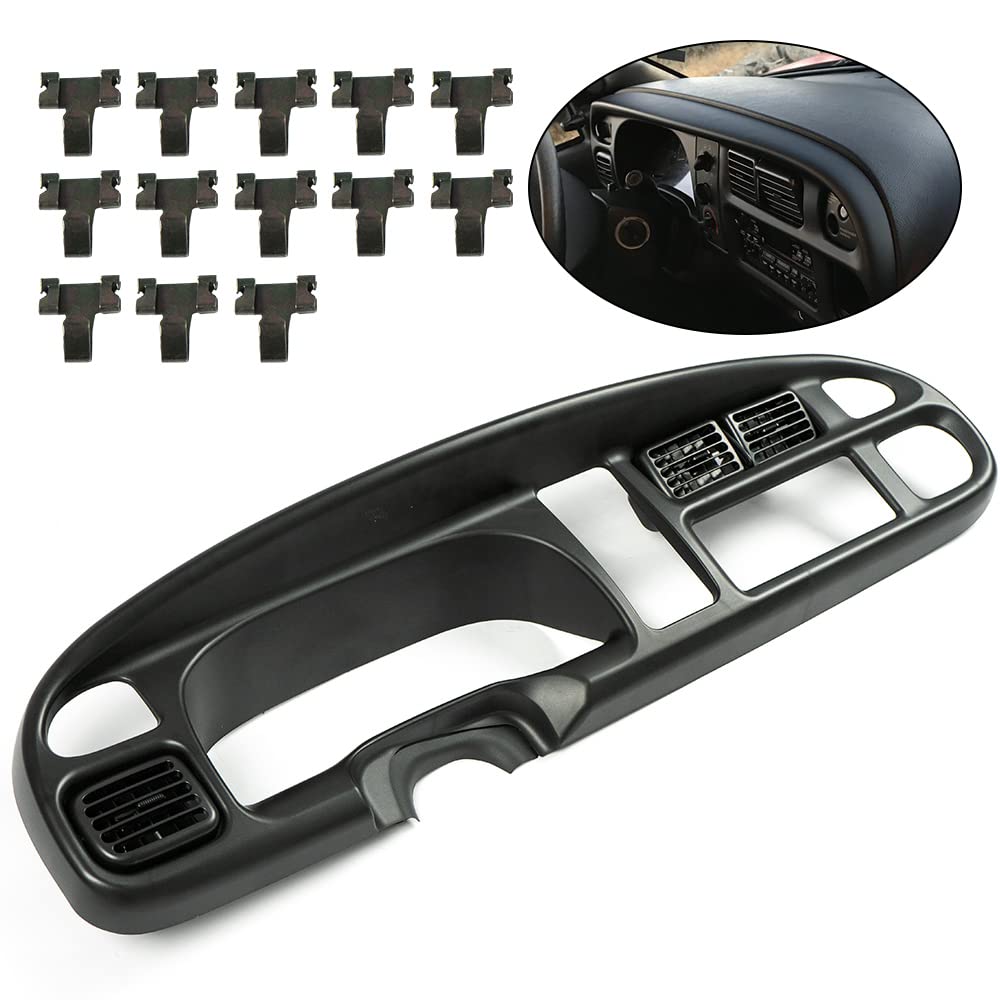 Cheda Dash Board Bezel Cover Cap Compatible With 1998 1999 2000 2001 Dodge Ram 1500 1998-2002 Dodge Ram 2500 3500 Instrument Panel Cover W/Vents