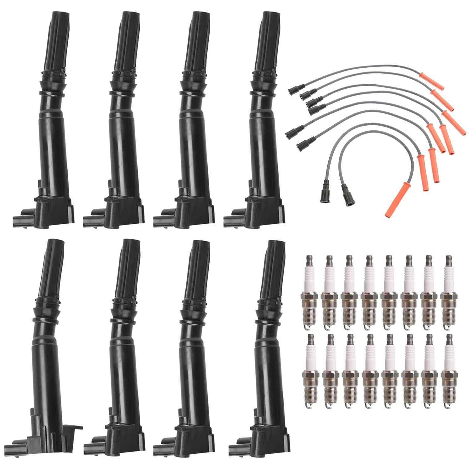 ENA Set of 8 Ignition Coil with 16 Platinum Spark Plug and Wire Set Compatible with Ford 2010-2014 F150, 2011 2012 2013 2014 201