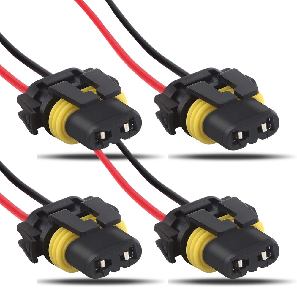 Qasim 9005 9006 Hb3 Hb4 Female Adapter Wiring Harness Sockets Wire For Headlights, Fog Lights Connector (Pack Of 4)