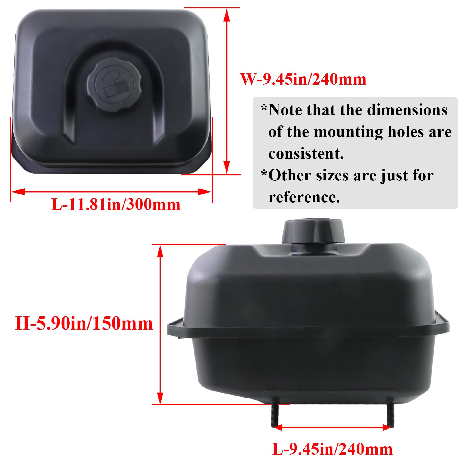 WOTIAN General Gas Fuel Tank for GX270 GX340 GX390 Harbor Freight Predator 420cc HDPE Never Rust Anti-vibration Oil Tanks Boat E