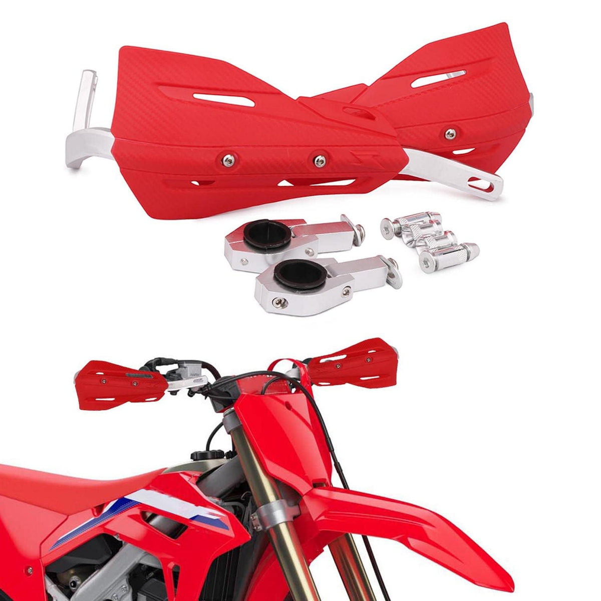 Jfg Racing Dirt Bike Handguards,Motorcycle 7/8'' And 1 1/8'' Hand Guards Aluminum Universal For Dirt Pit Bike Mx Motocross Supermoto Racing Atv Quad Kayo - Red