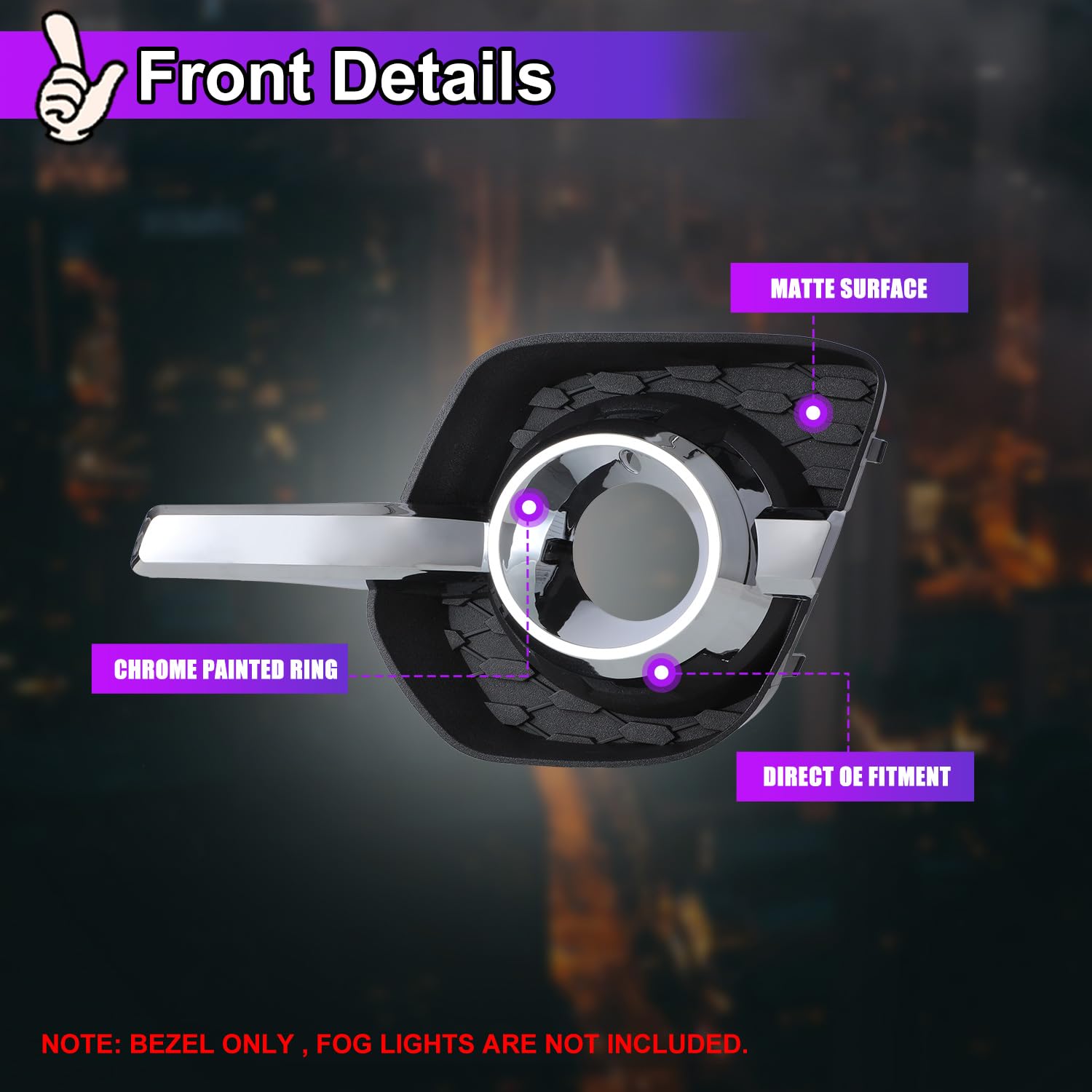 Nixon Offroad Fog Lights Bezels For Chevy Equinox 2010 2011 2012 2013 2014 2015 Fog Lamp Cover Replacement, Left Driver Side(Onl