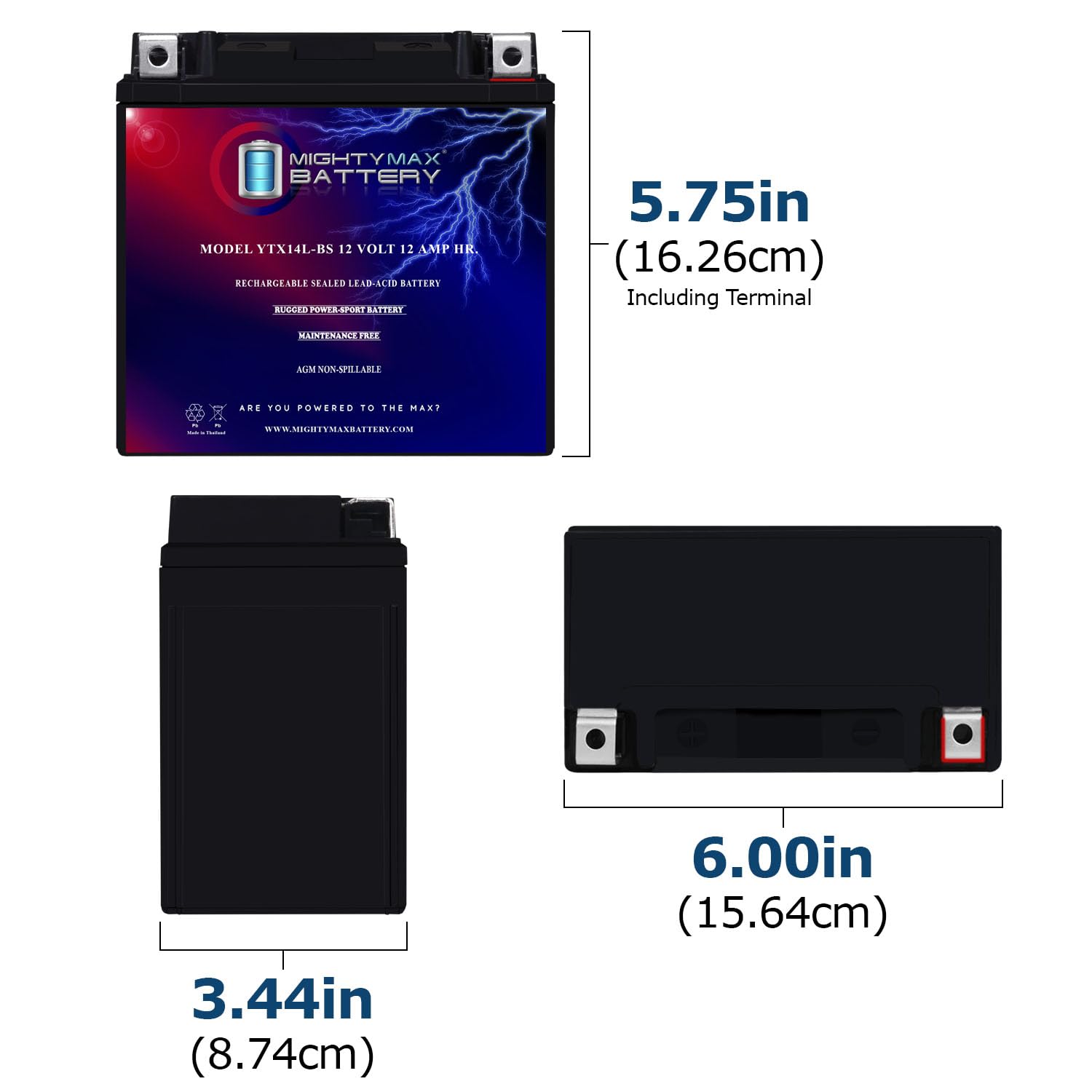 Mighty Max Battery YTX14L-BS Replaces Harley-Davidson Sportster 883 Custom XL883C 04-09