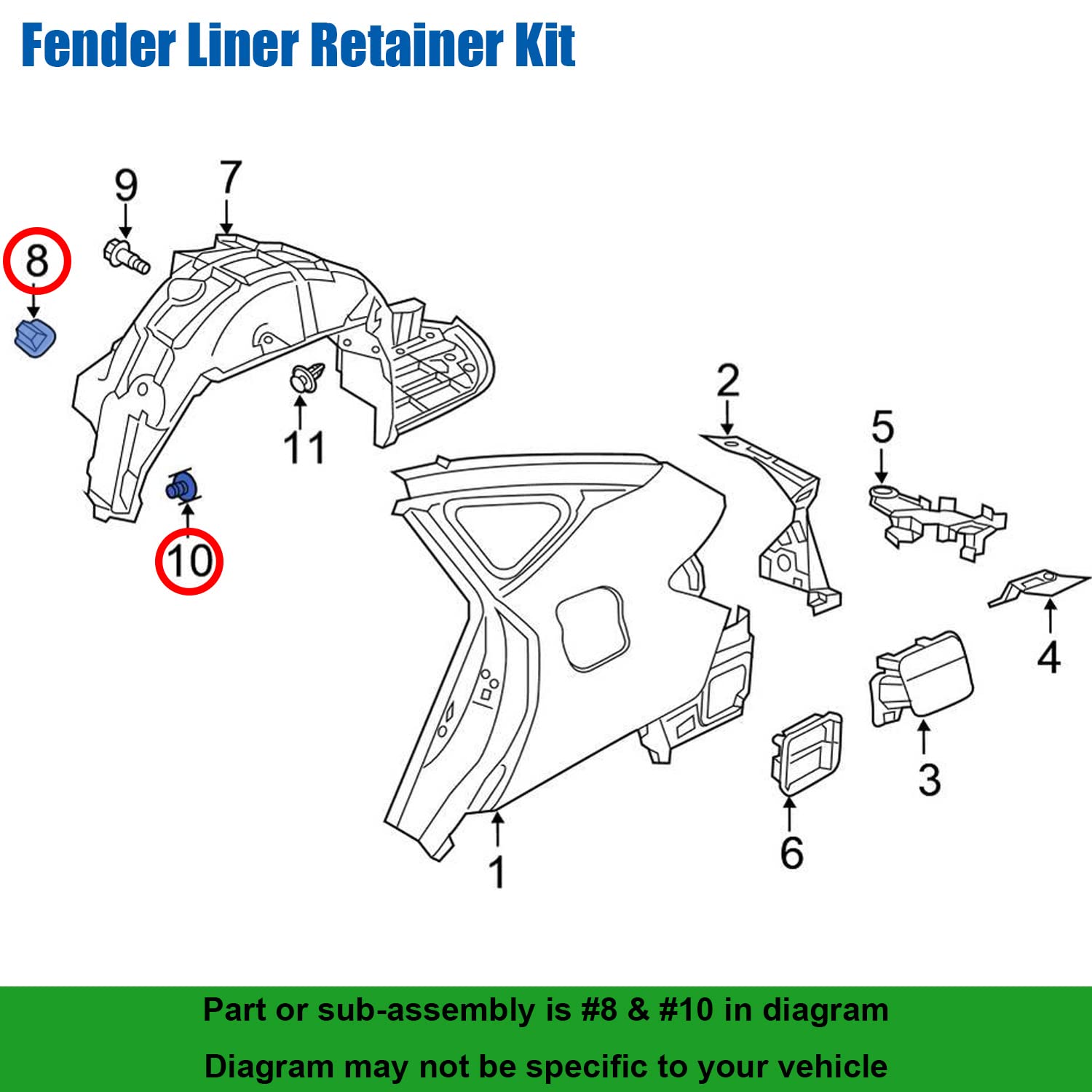 Goodeal 50Pcs Front Fender Push-Type Retainer Clips 91501-S04-003 For Honda Acura