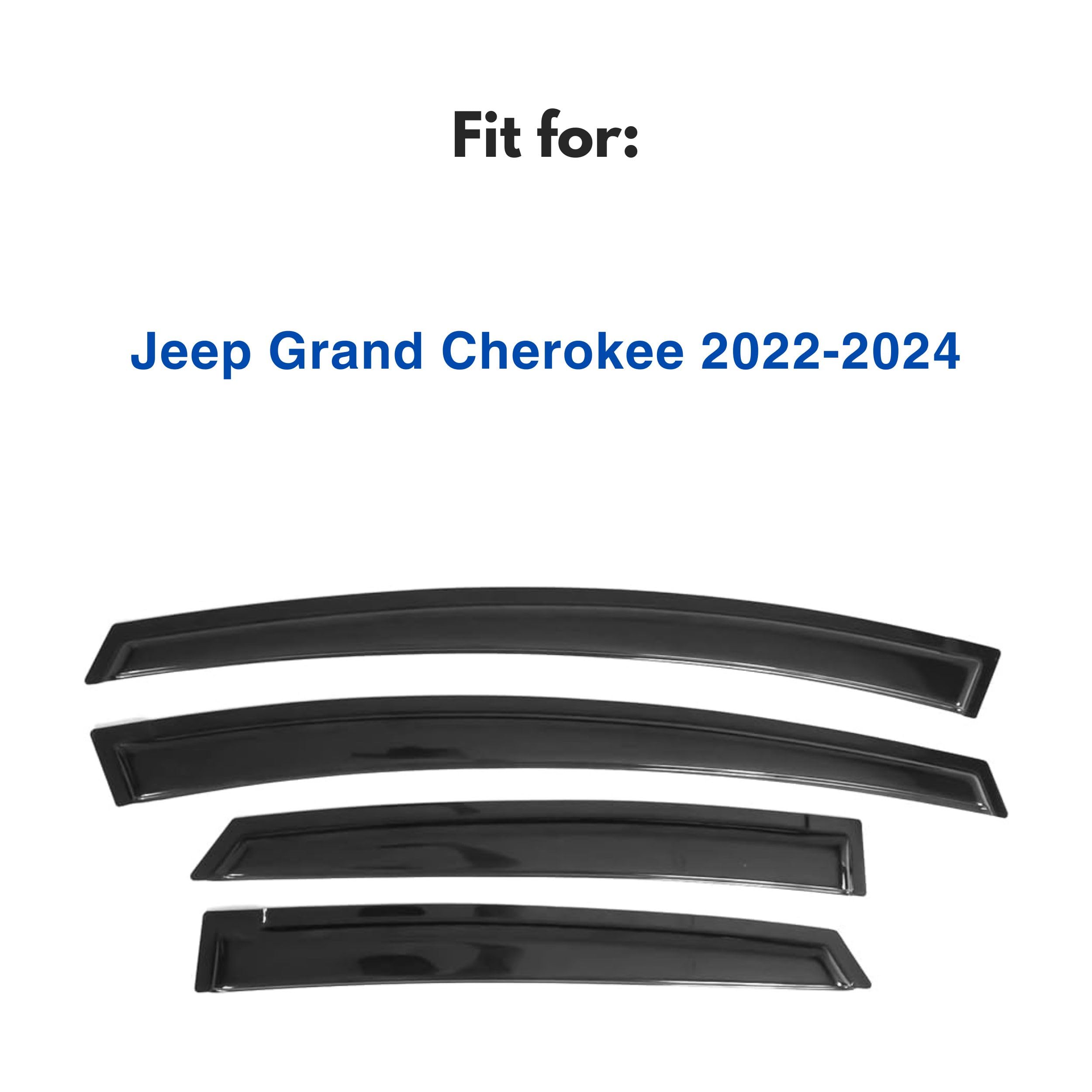 Ig Window Visor For Jeep Grand Cherokee 2022-2024, Rain Guard Tape-On Extra Durable Wind Sun Side Vent Window Deflector, 2022 20