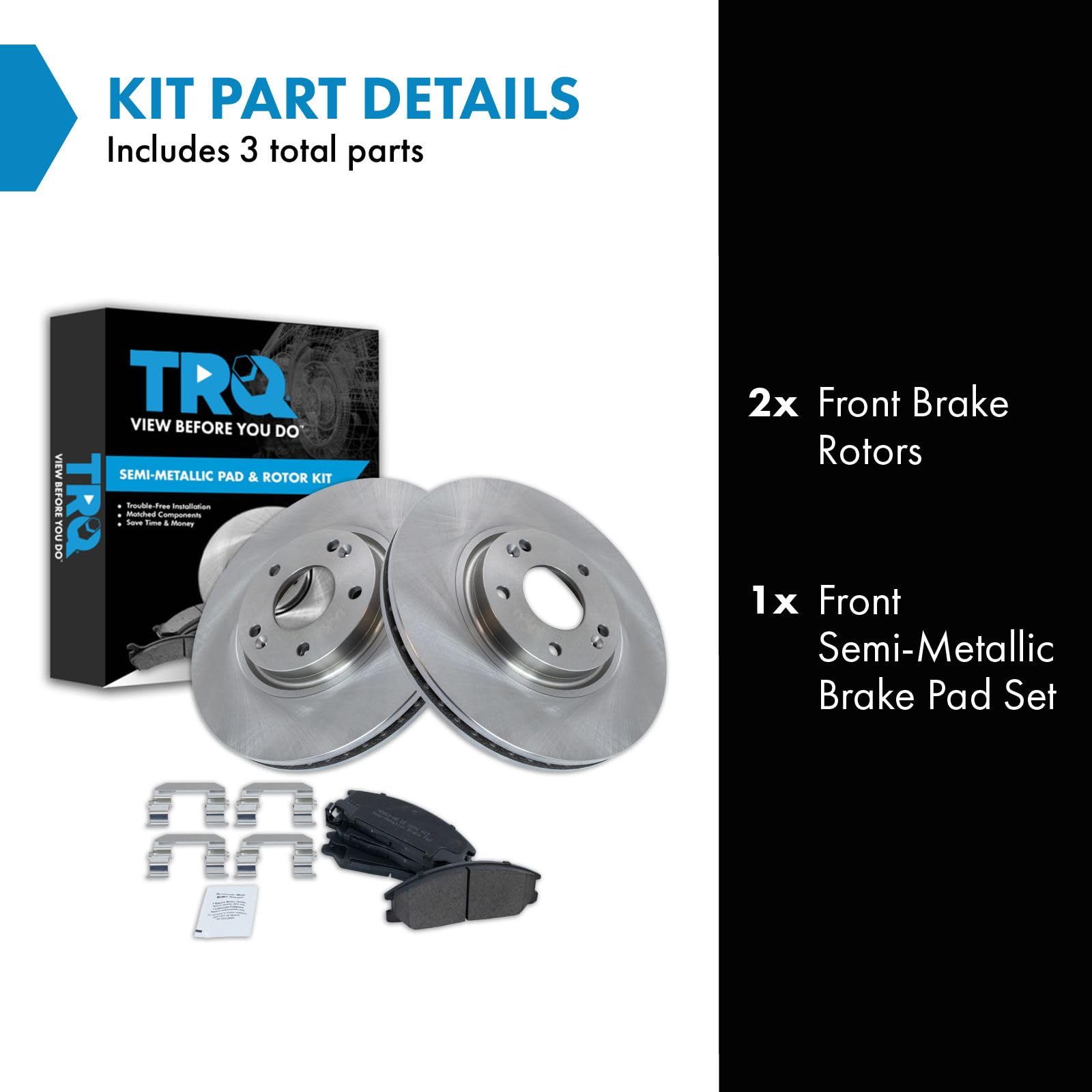 Trq Front Brake Pad & Rotor Kit Brake Pads Brake Rotor Semi-Metallic Compatible With 2003 Hyundai Xg350