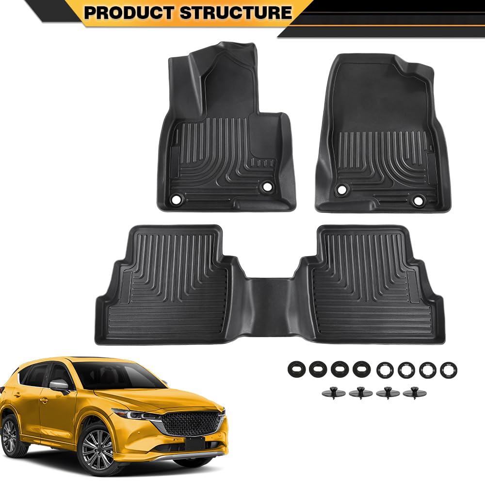 G-PLUS TPE Floor Mats Cargo Liners Compatible with Mazda CX-5 2017-2024 3PCS Floor Liners All Weather Full Cover Protection Blac
