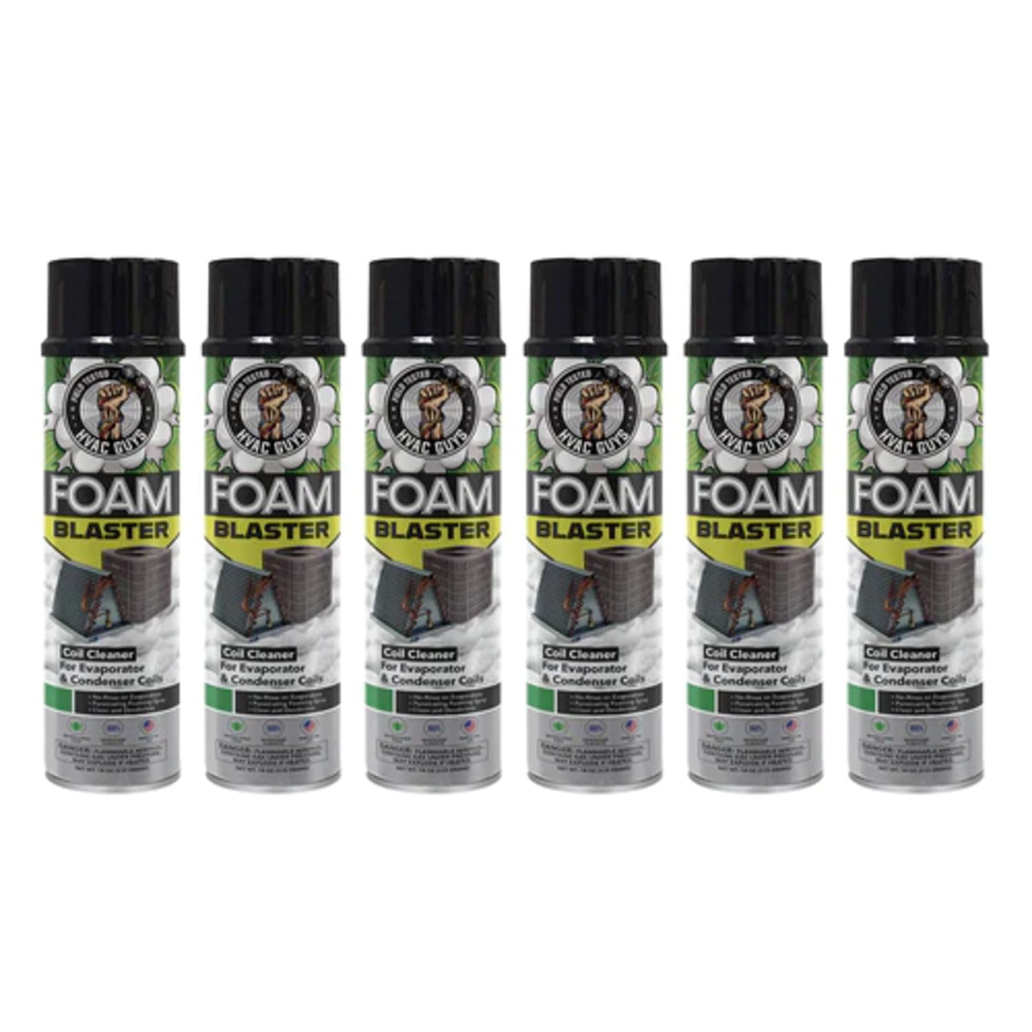 Leak Saver Hvac Guys Foam Blaster Air Conditioner Cleaner 6-Pack - Ac Coil Cleaner Foaming No Rinse Formula - Coil Cleaner For A
