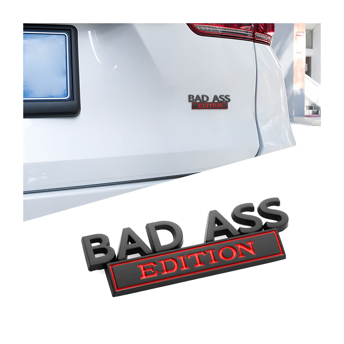 Car Bad Ass Edition Emblem, 3D Fender Badge Decal Car Sticker with 3M Adhesive, Auto Accessories for Tailgate Front Grille Hood 