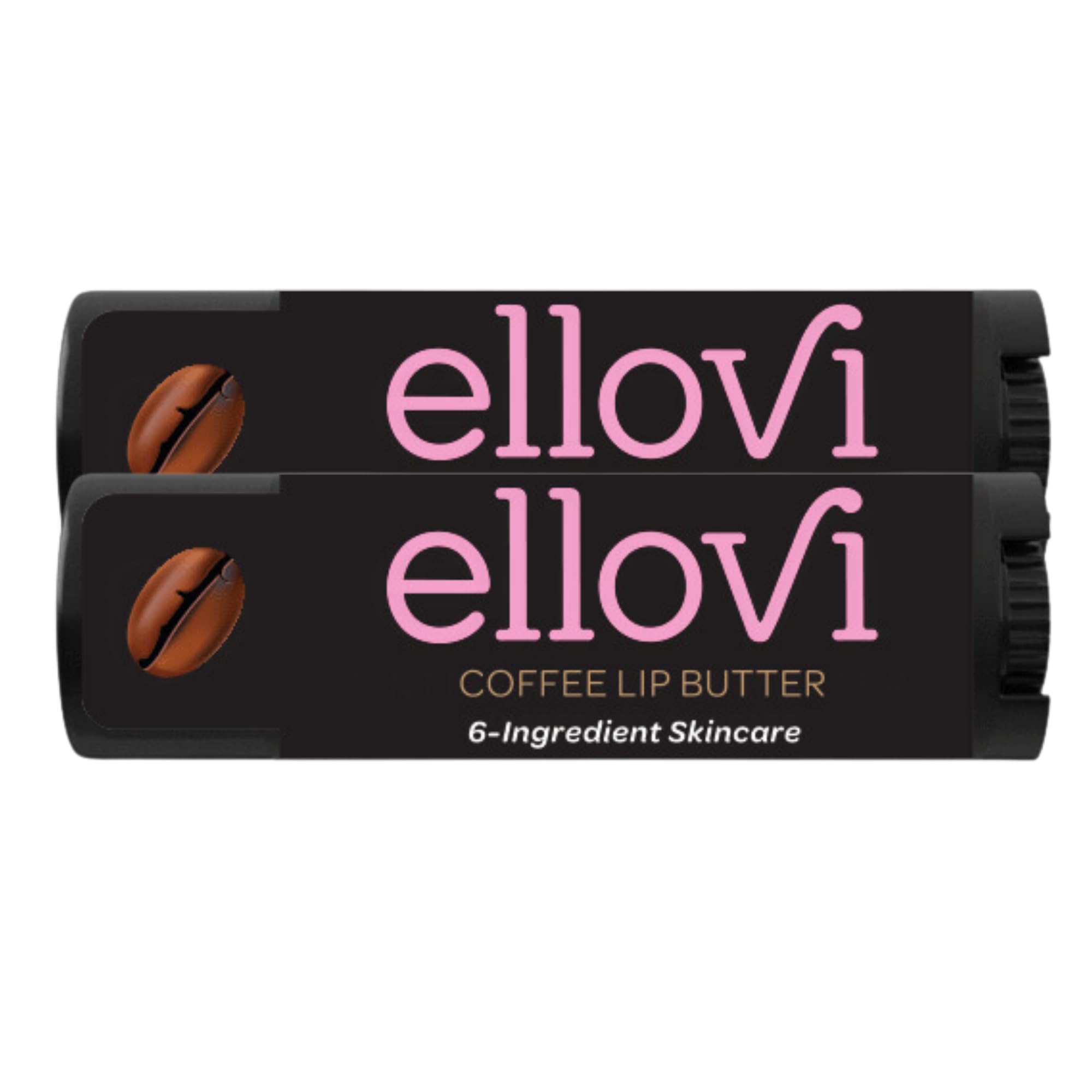 Ellovi Natural Lip Butter Lip Balm - Coffee - Pure Enough to Eat - Made With Just 6 Vegan Ingredients - Moisturizing Lip Care for All Day Hydration (2-Pack)-New