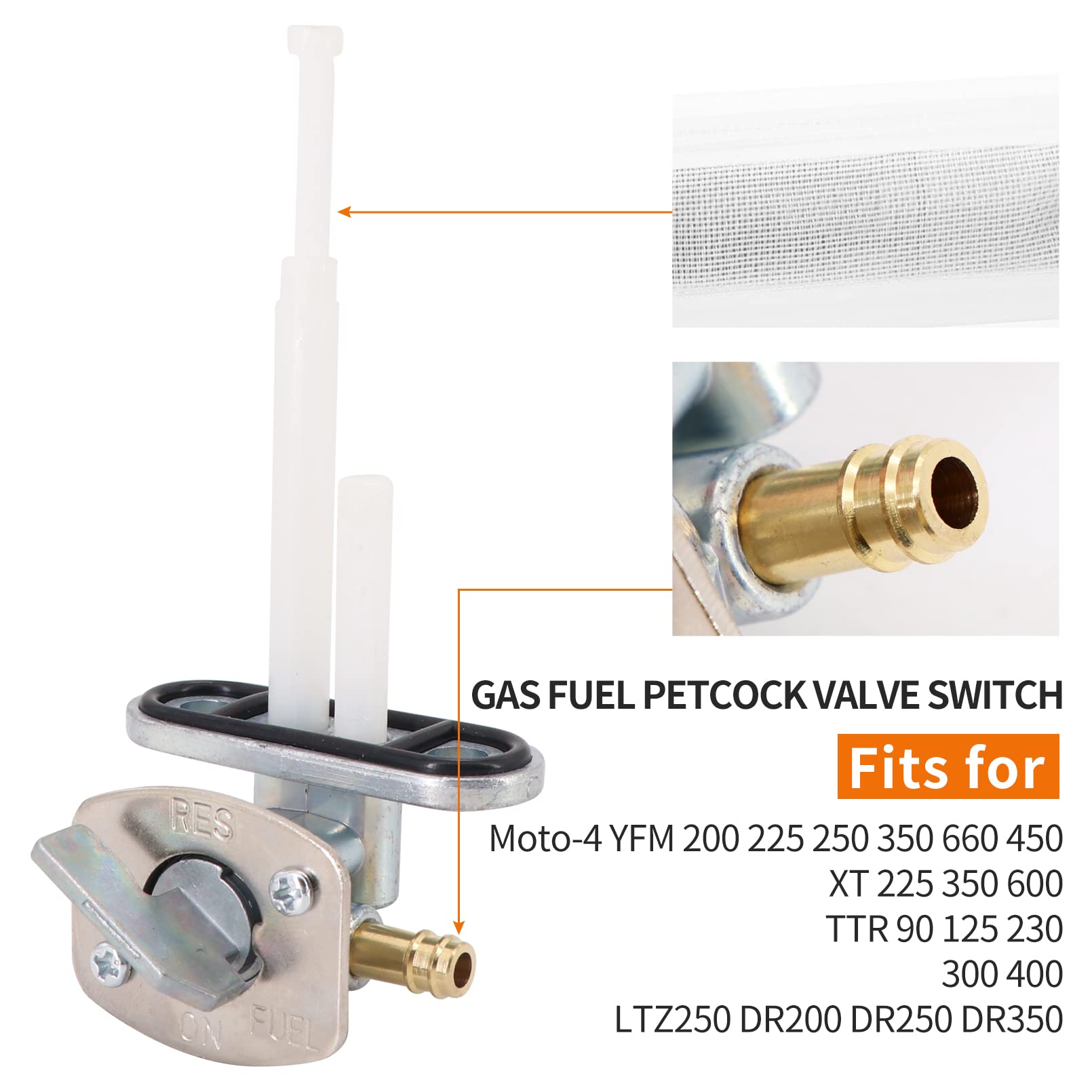KIPA Gas Fuel Petcock Valve Switch for Yamaha Moto-4 YFM 200 225 250 350 660 450 XT 225 350 600 TTR 90 125 230 ARCTIC CAT 300 40