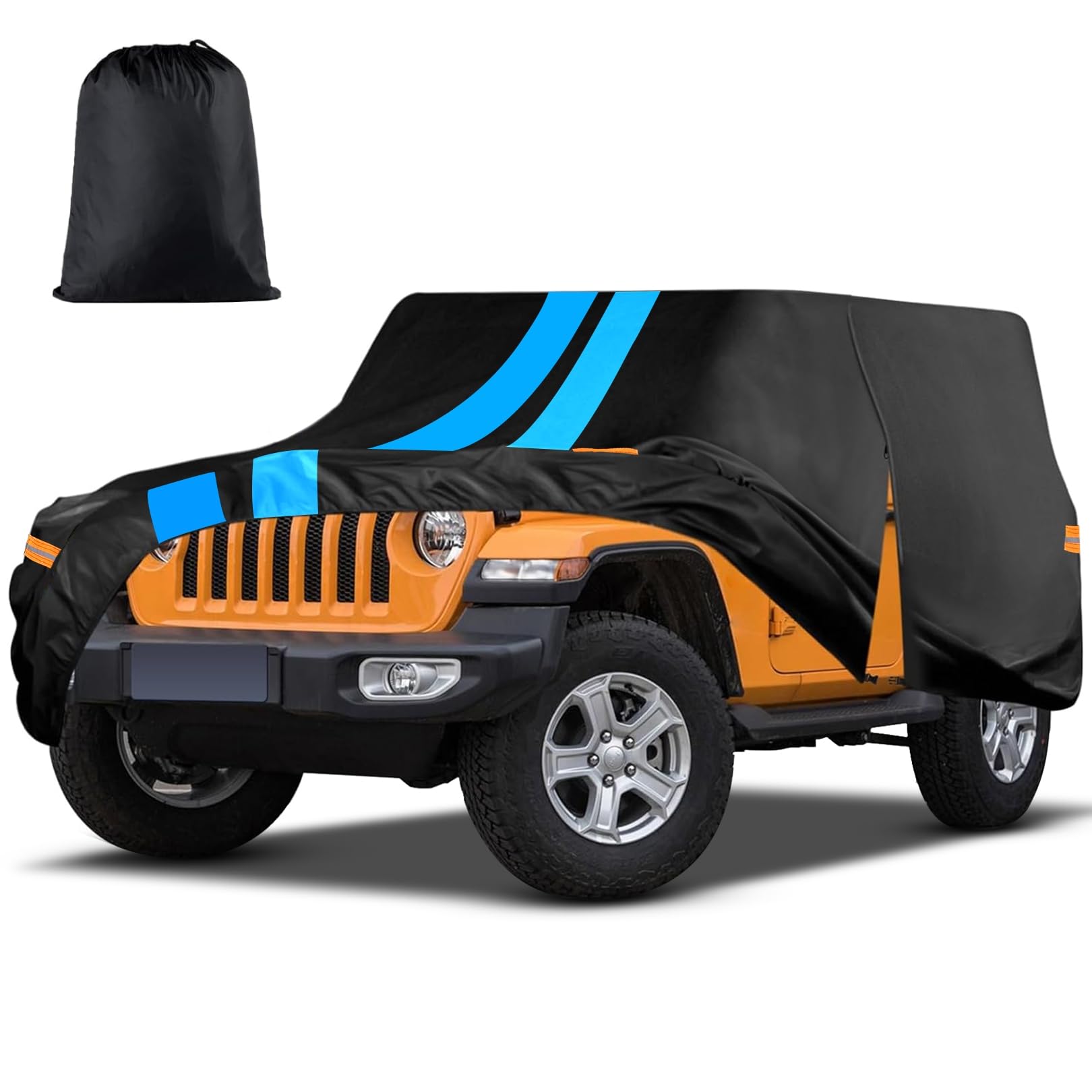 Sailnovo Car Cover Jeep Cover Waterproof 4 Door Fit For Jeep Wrangler 4 Doors 2006-2023 Jk Jl All Weather Sun Rain Snow Wind Hai