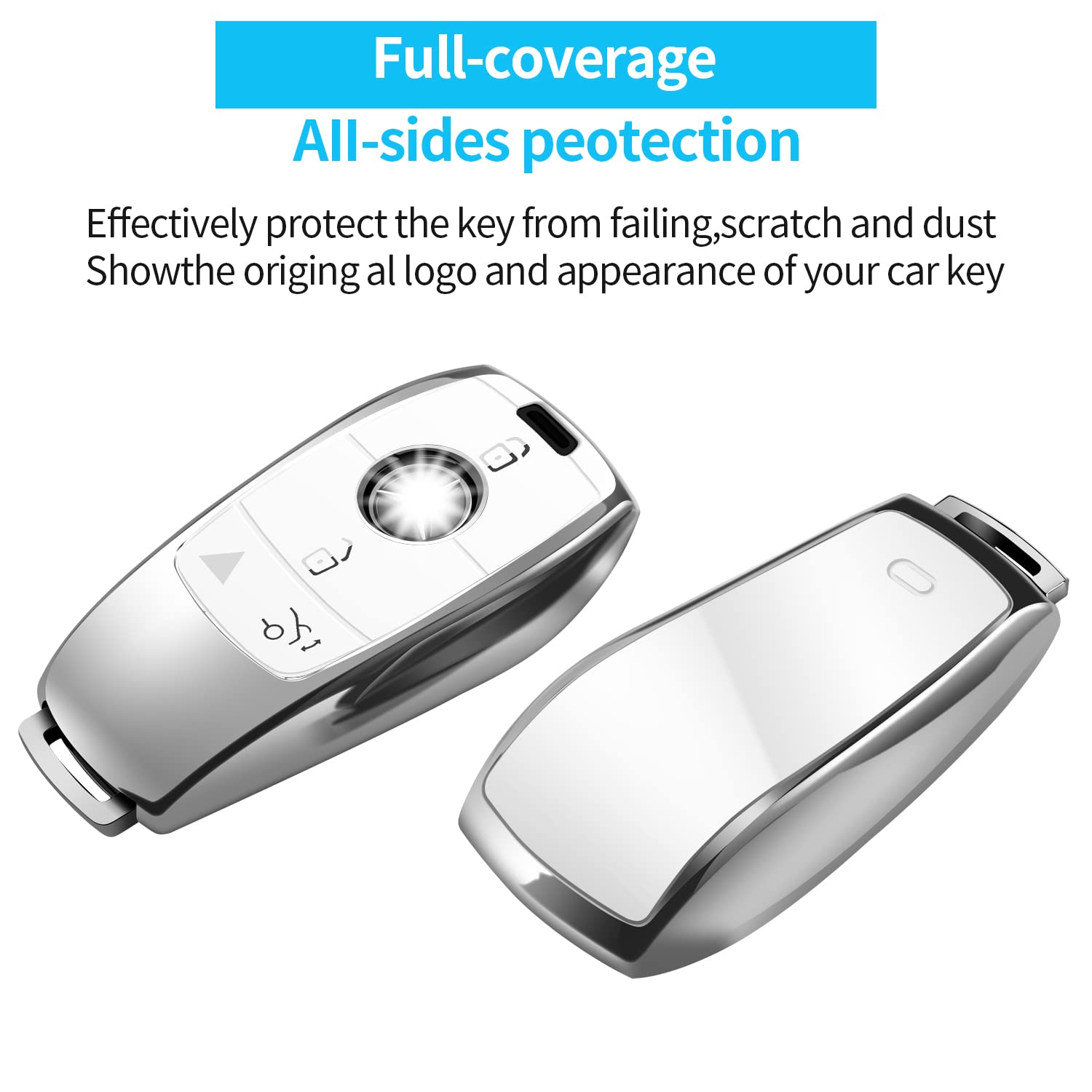 Tukellen For Mercedes Benz Key Fob Cover,Special Soft Tpu Key Case Protector Compatible With 2017-2021 E-Class 2018-2021 S-Class